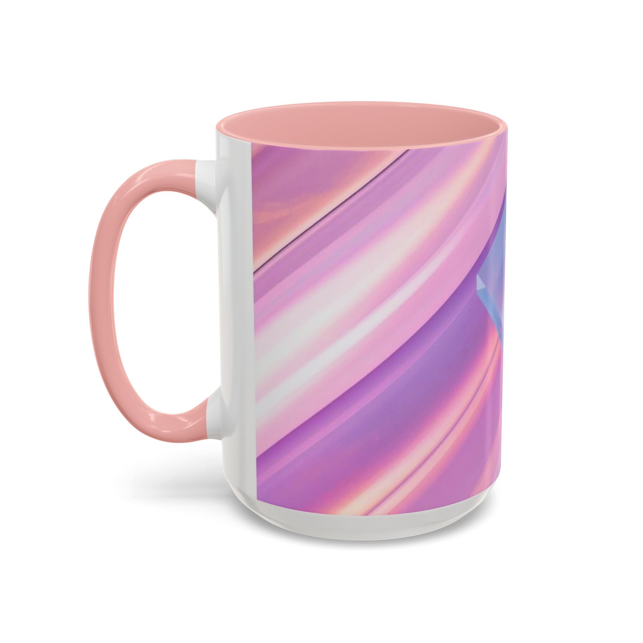 Pastel Swirl Accent Coffee Mug — Iridescent Pink & Blue 11/15oz