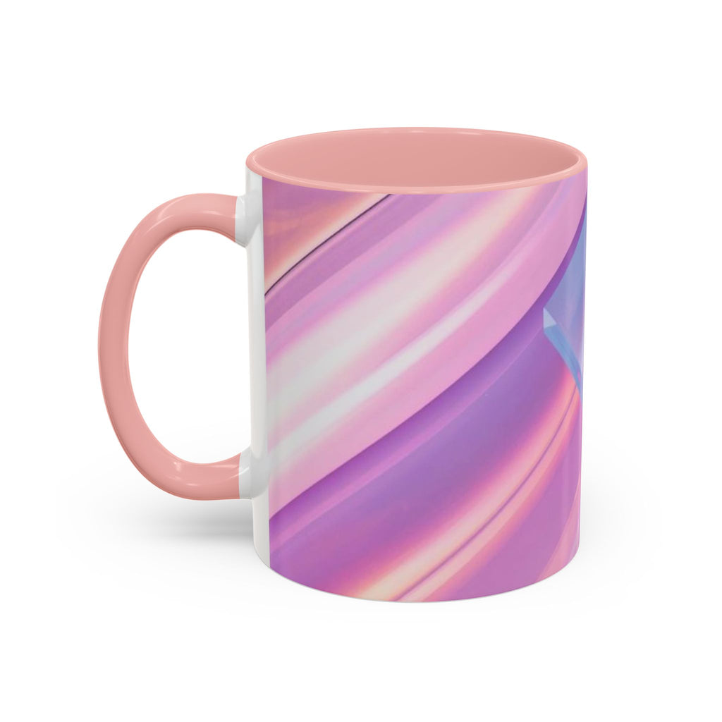 Pastel Swirl Accent Coffee Mug — Iridescent Pink & Blue 11/15oz