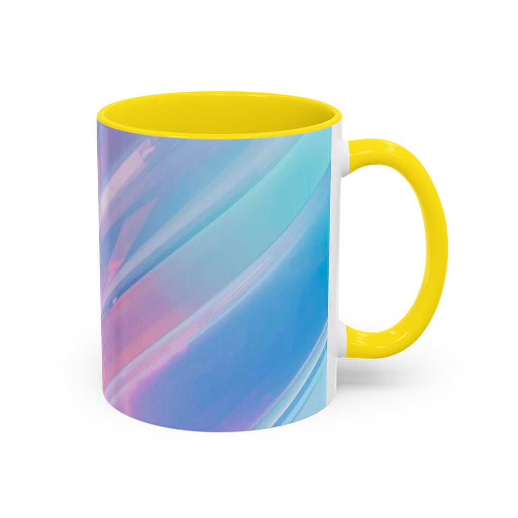 Pastel Swirl Accent Coffee Mug — Iridescent Pink & Blue 11/15oz