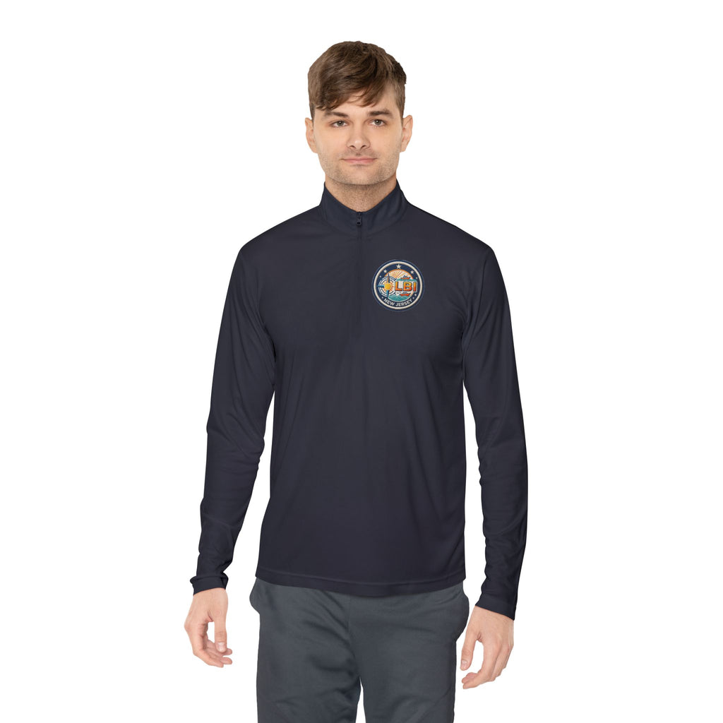 LBI Logo Cozy Crew Quarter-Zip Pullover — Retro Sunset