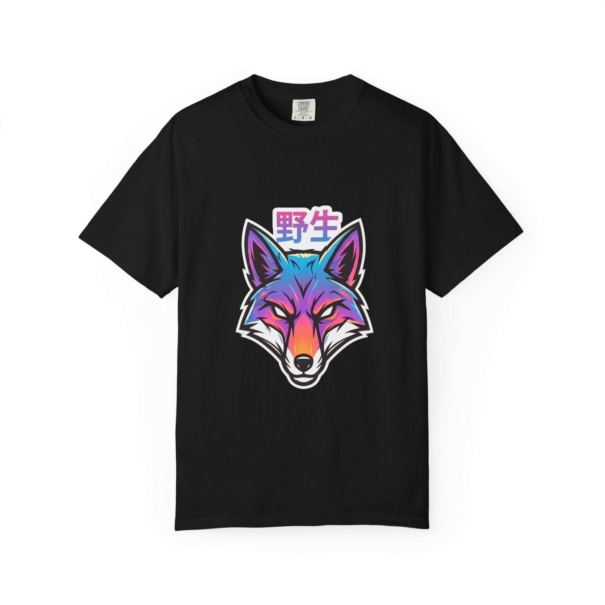 Neon Fox Graphic T-Shirt — Wild (野生) Japanese Kanji Tee