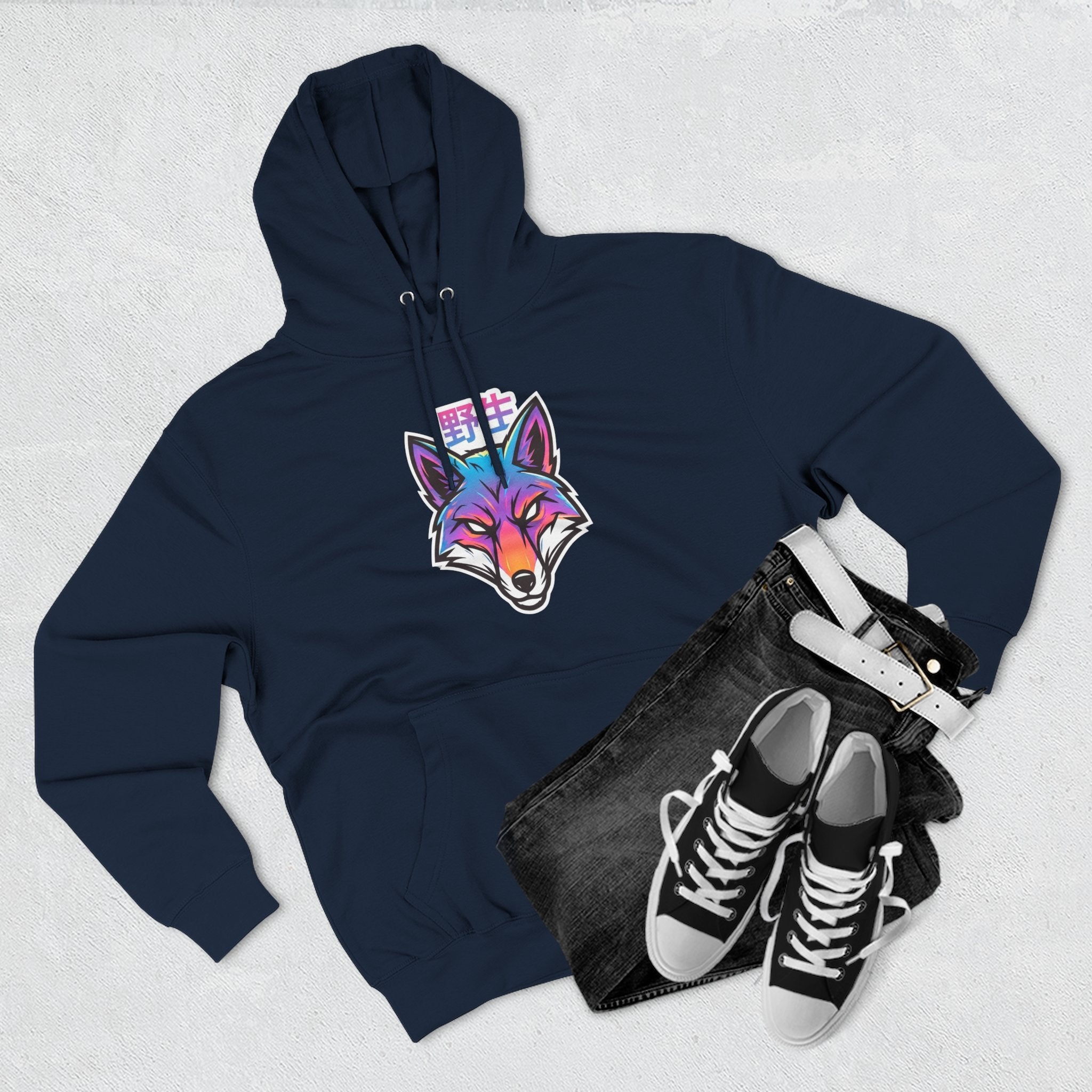 Neon Fox Hoodie — Vibrant Rainbow Fox Head Pullover