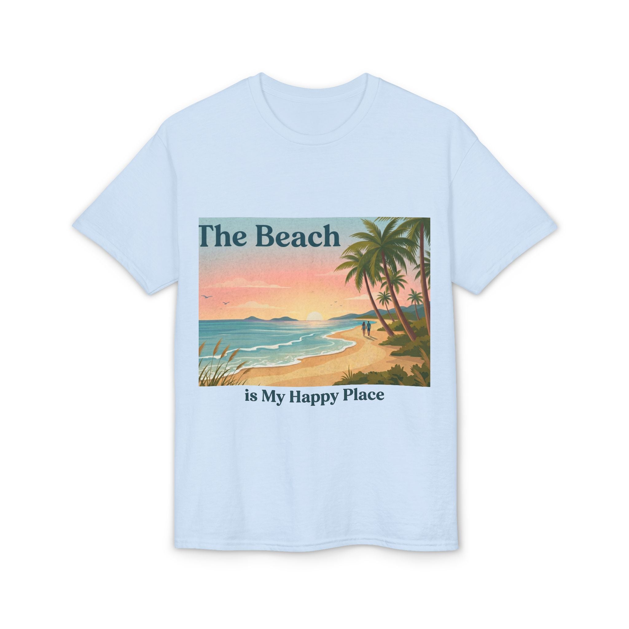 Beach Is My Happy Place T-Shirt — Tropical Sunset Vacation Tee