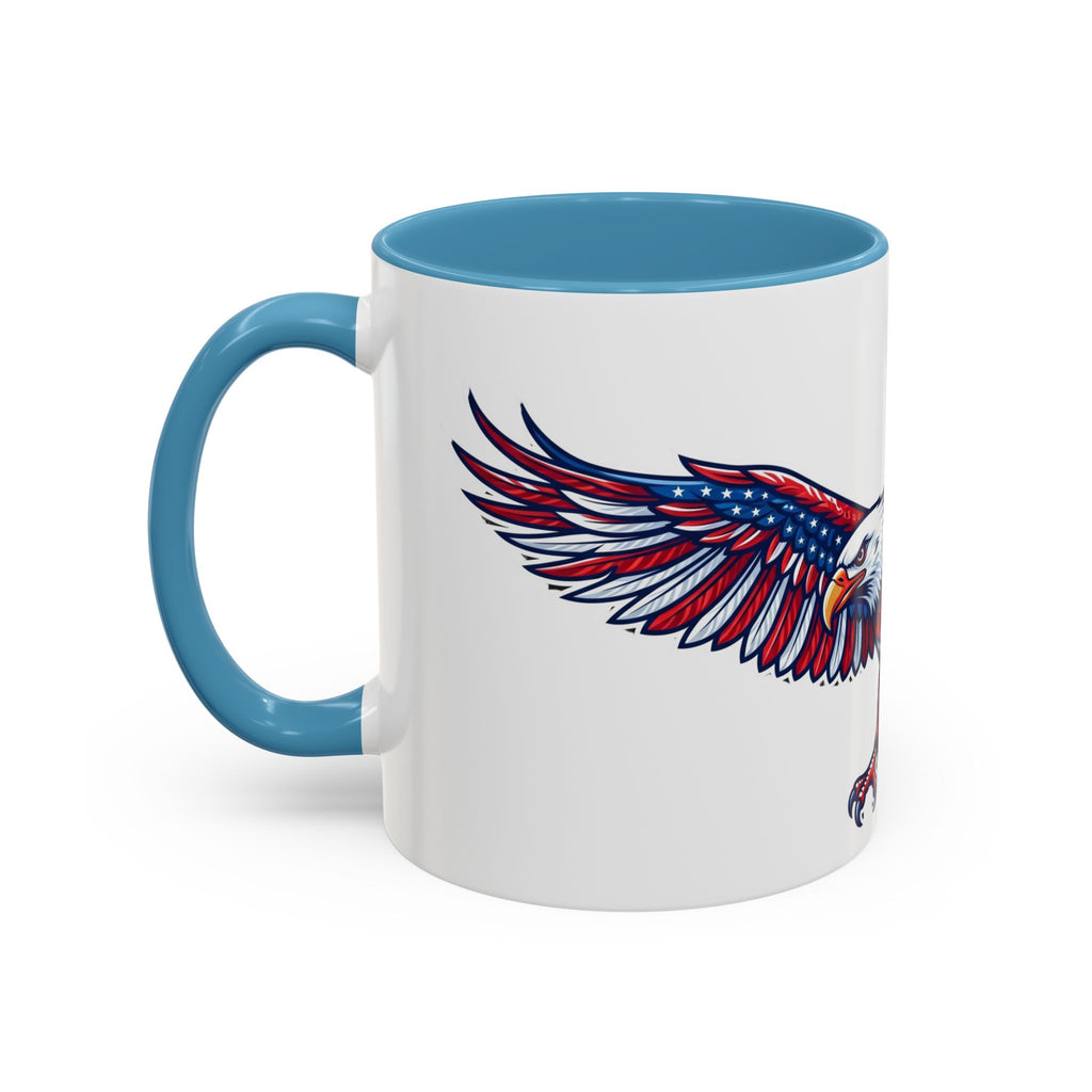 Patriotic Eagle Accent Coffee Mug — Red White & Blue Flying Eagle (11/15oz)