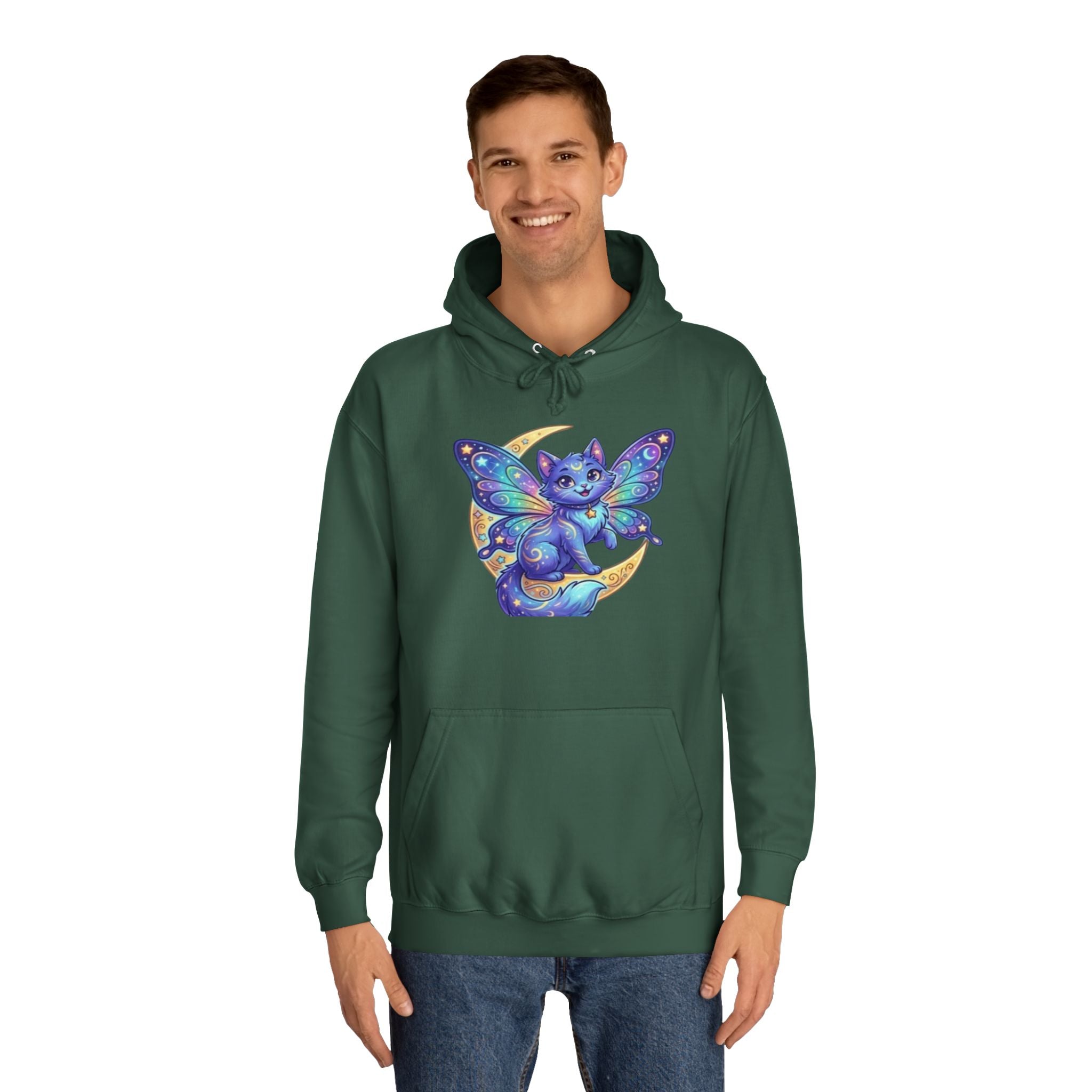 Butterfly Cat Hoodie — Cosmic Purple Kitty Graphic Pullover