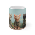Cat Squad Ceramic Mug — Cute Kittens in Camouflage 11oz