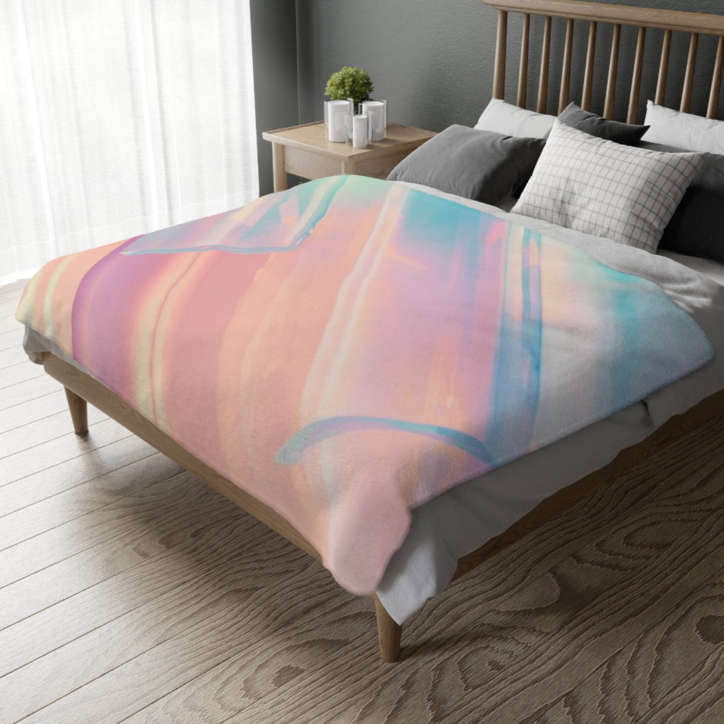 Pastel Prism Velveteen Blanket — Soft Microfiber Throw with Abstract Gradient Design