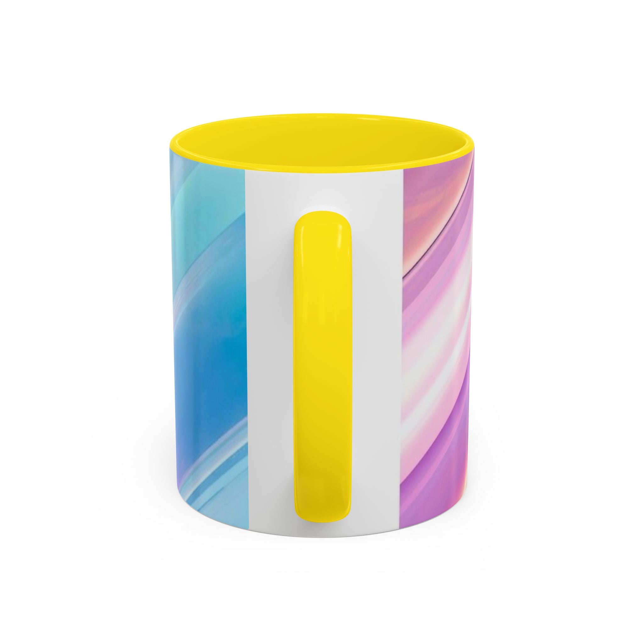 Pastel Swirl Accent Coffee Mug — Iridescent Pink & Blue 11/15oz