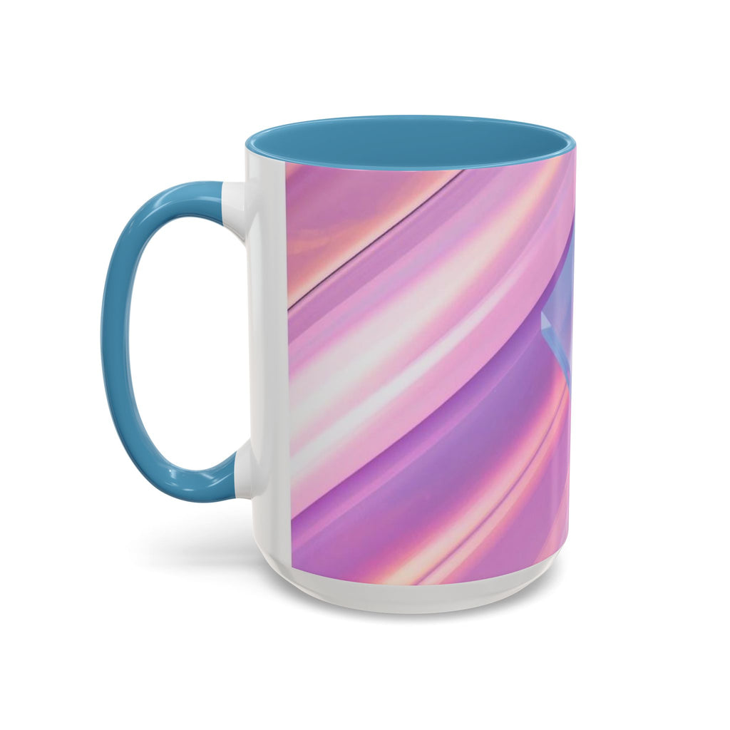 Pastel Swirl Accent Coffee Mug — Iridescent Pink & Blue 11/15oz