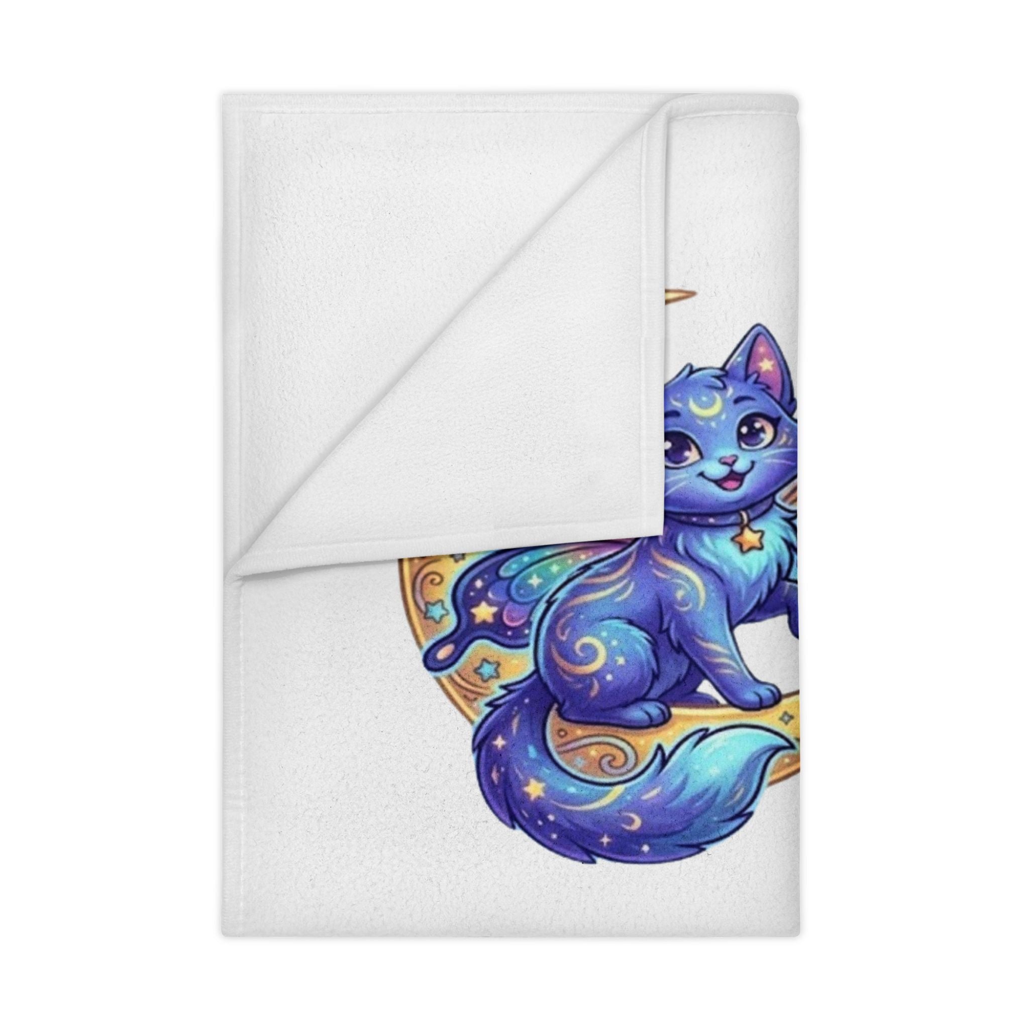 Fairy Cat Toddler Blanket — Magical Moon Pattern Plush Baby Throw