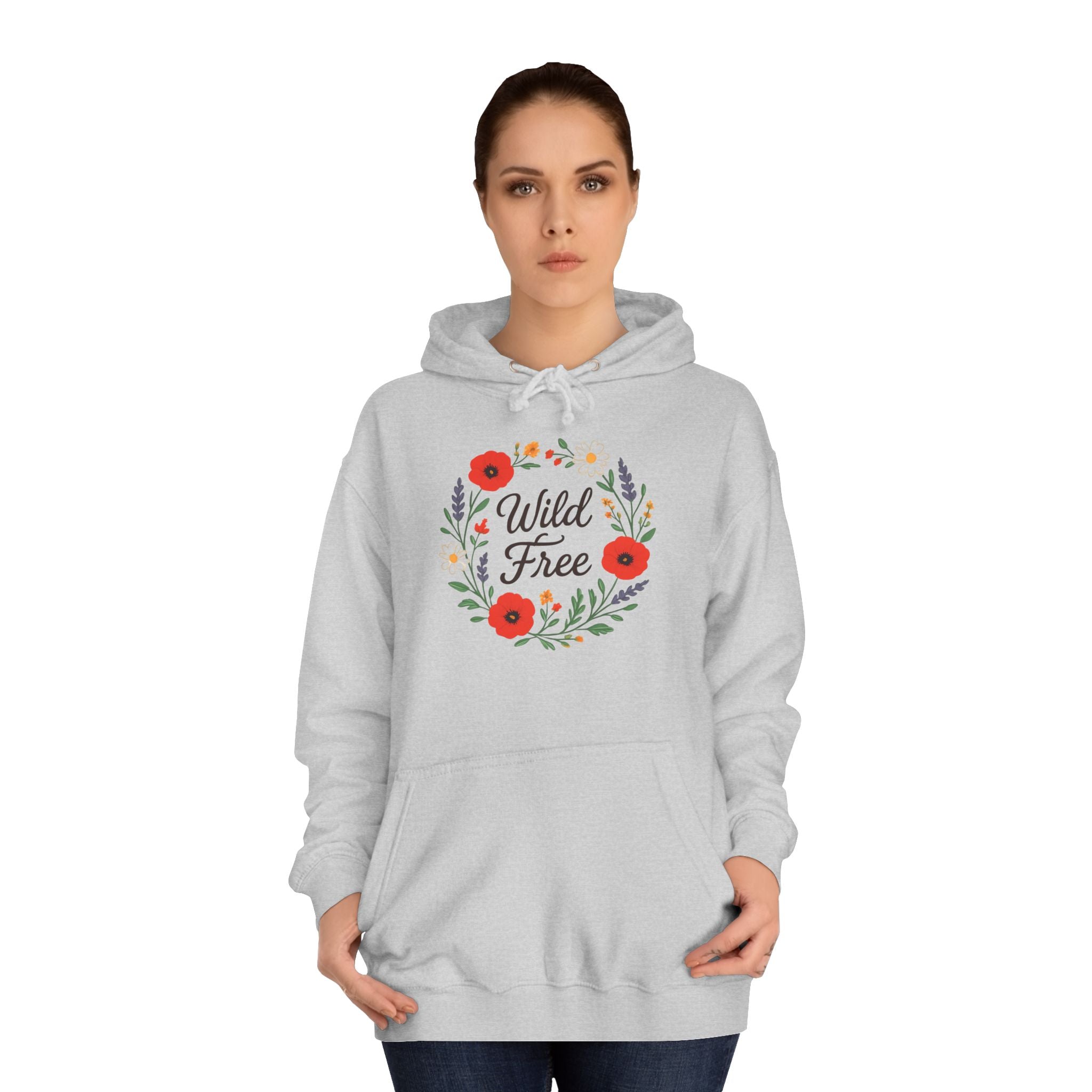 Wild & Free Floral Hoodie — Women's Boho Inspirational Sweatshirt