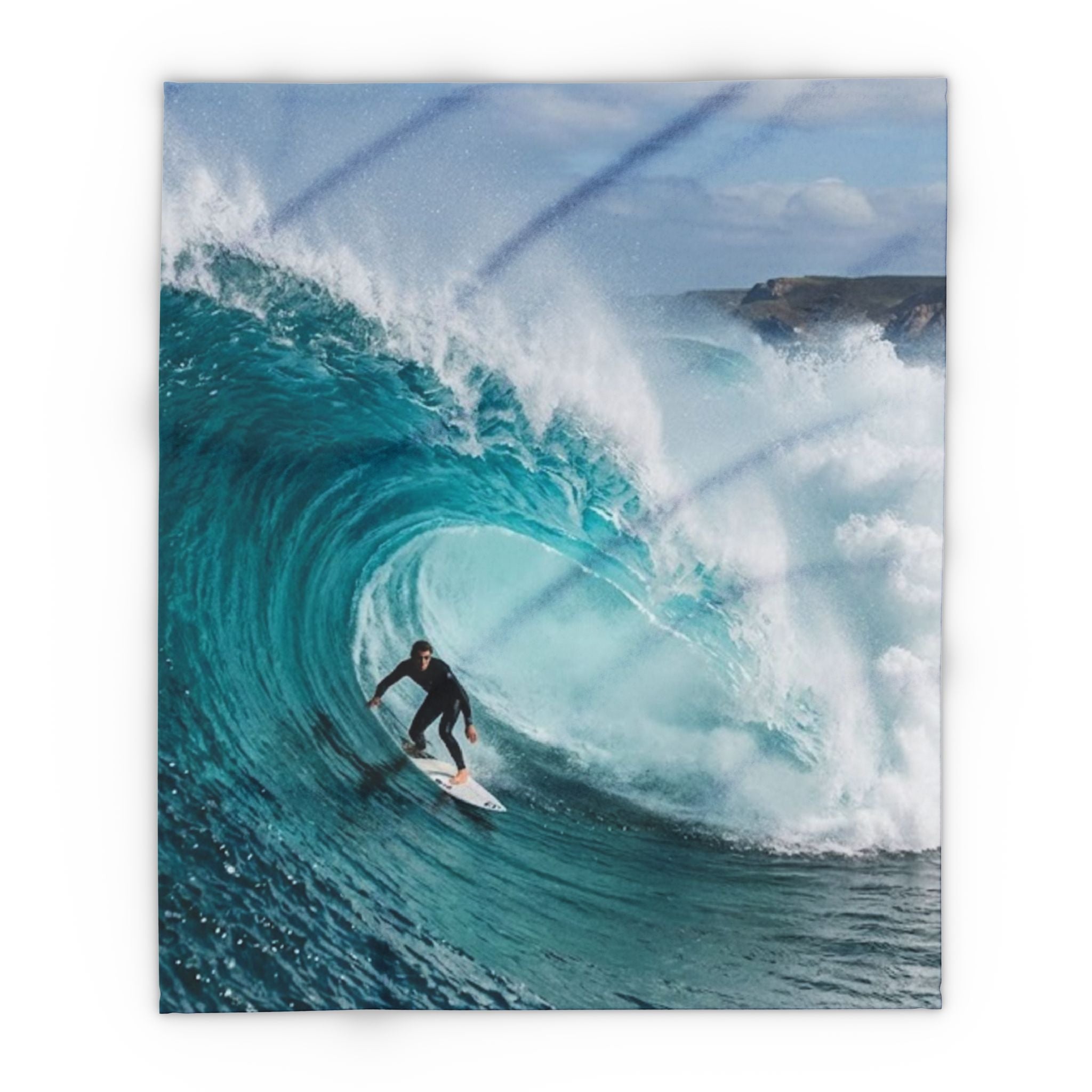 Surf Wave Arctic Fleece Blanket — Ocean Surfing Photo Throw