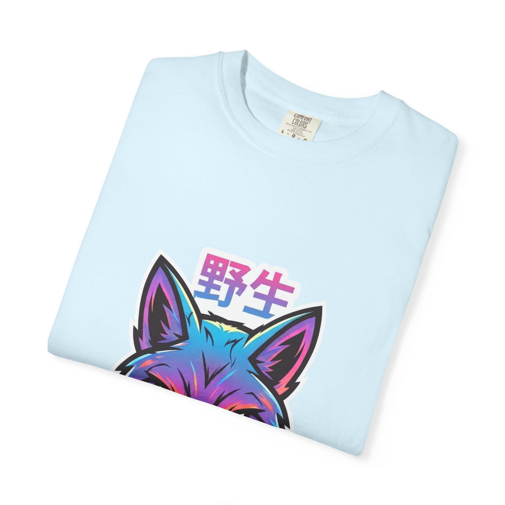 Neon Fox Graphic T-Shirt — Wild (野生) Japanese Kanji Tee