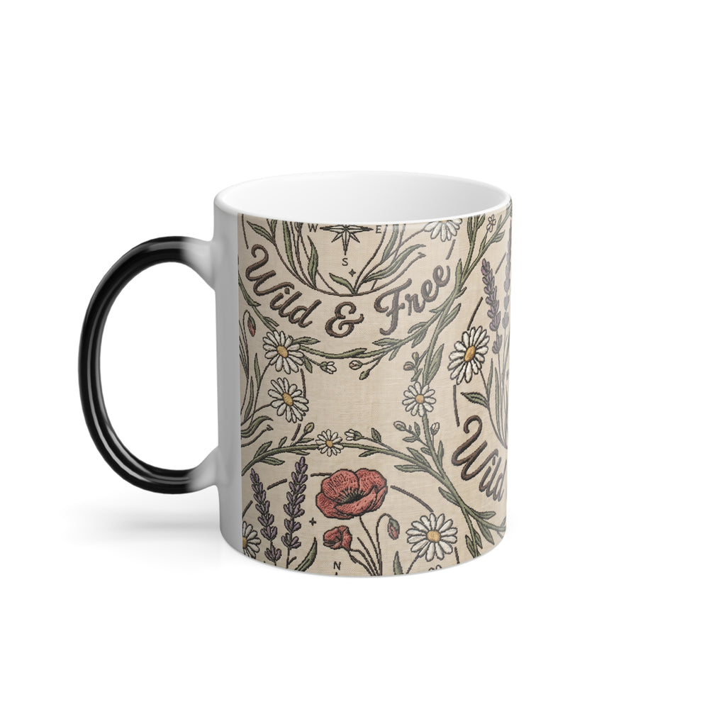 Color-Changing Mug — "Wild & Free" Floral Compass 11oz