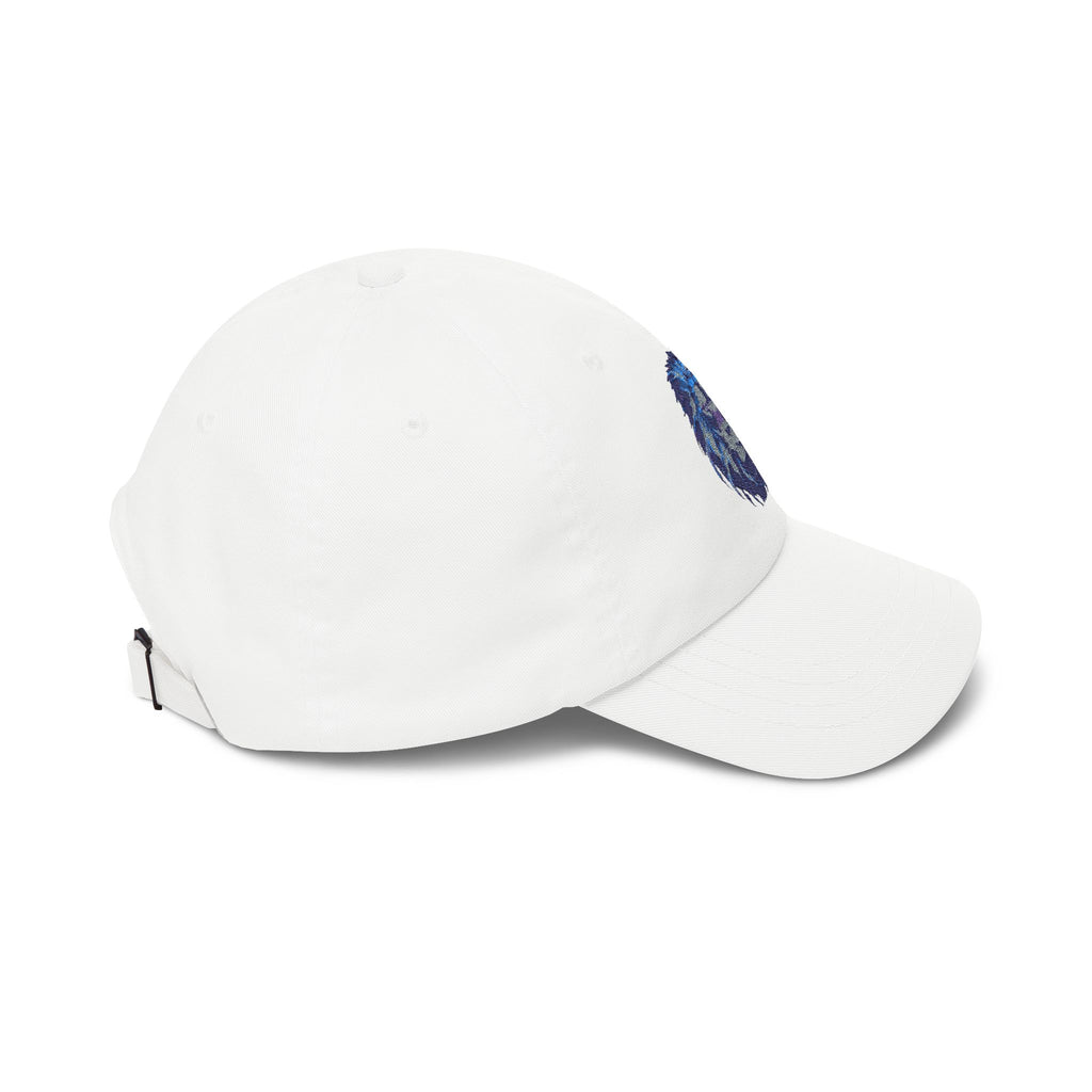 Lion Head Dad Cap — Blue Watercolor Embroidered Baseball Hat