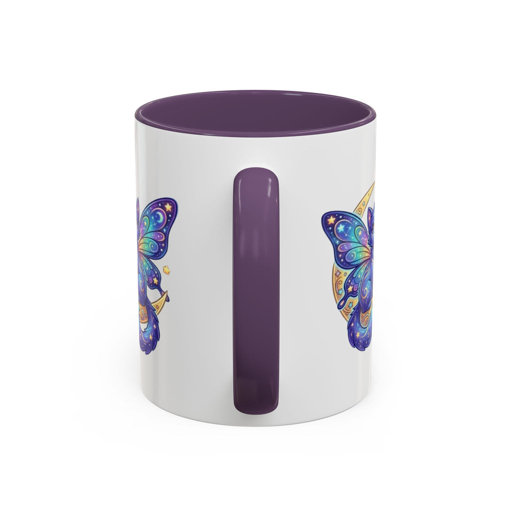 Cosmic Kitty Accent Coffee Mug — Magical Moon & Planets Cat Design (11/15oz)