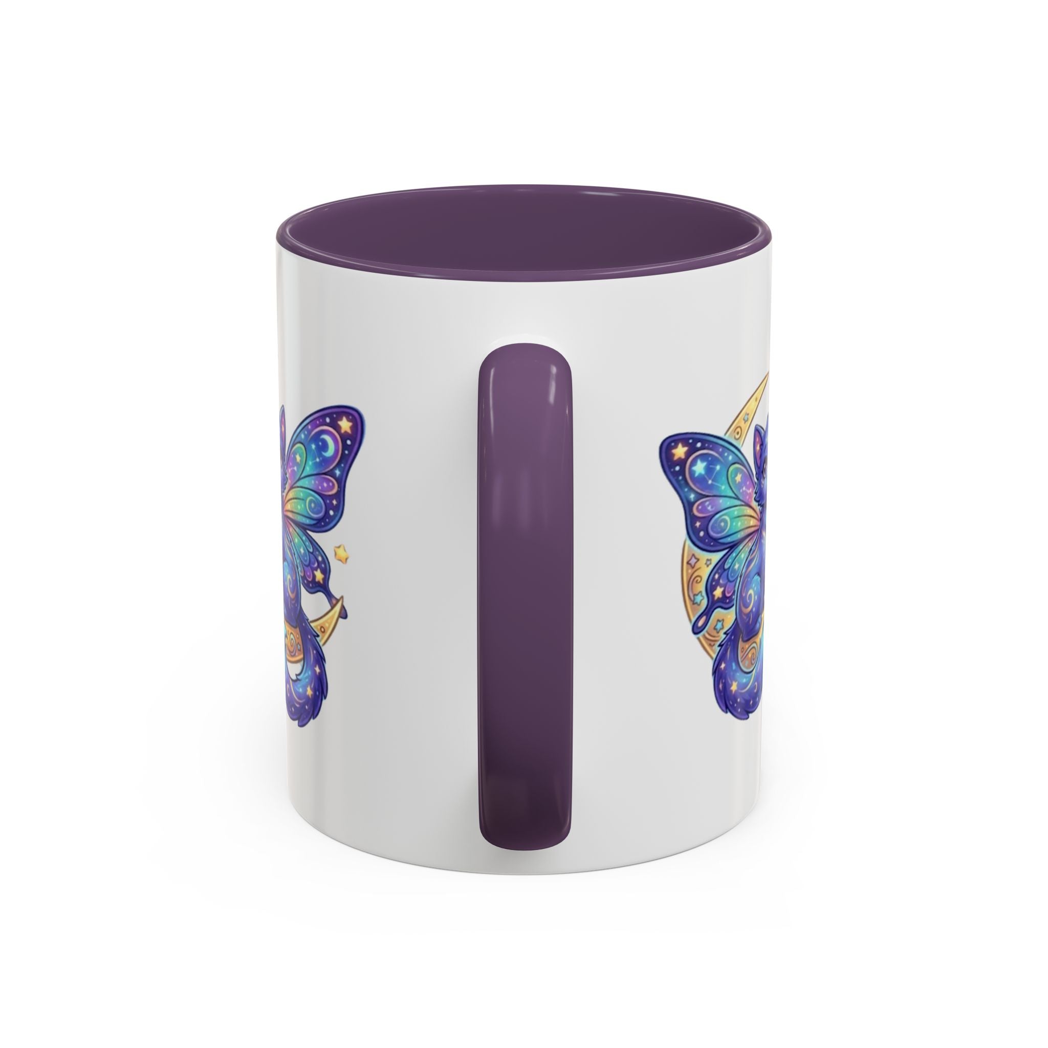 Cosmic Kitty Accent Coffee Mug — Magical Moon & Planets Cat Design (11/15oz)