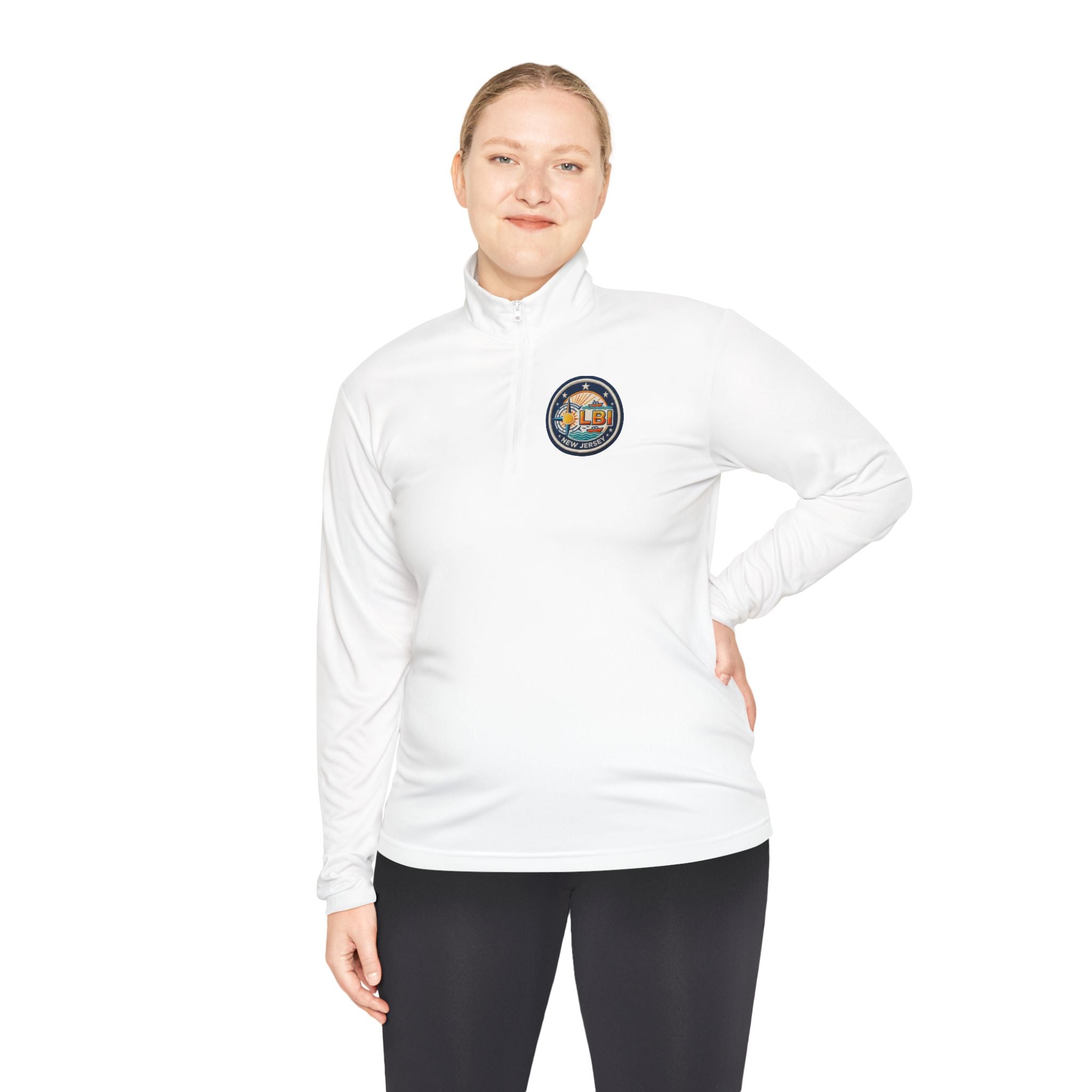 LBI Logo Cozy Crew Quarter-Zip Pullover — Retro Sunset