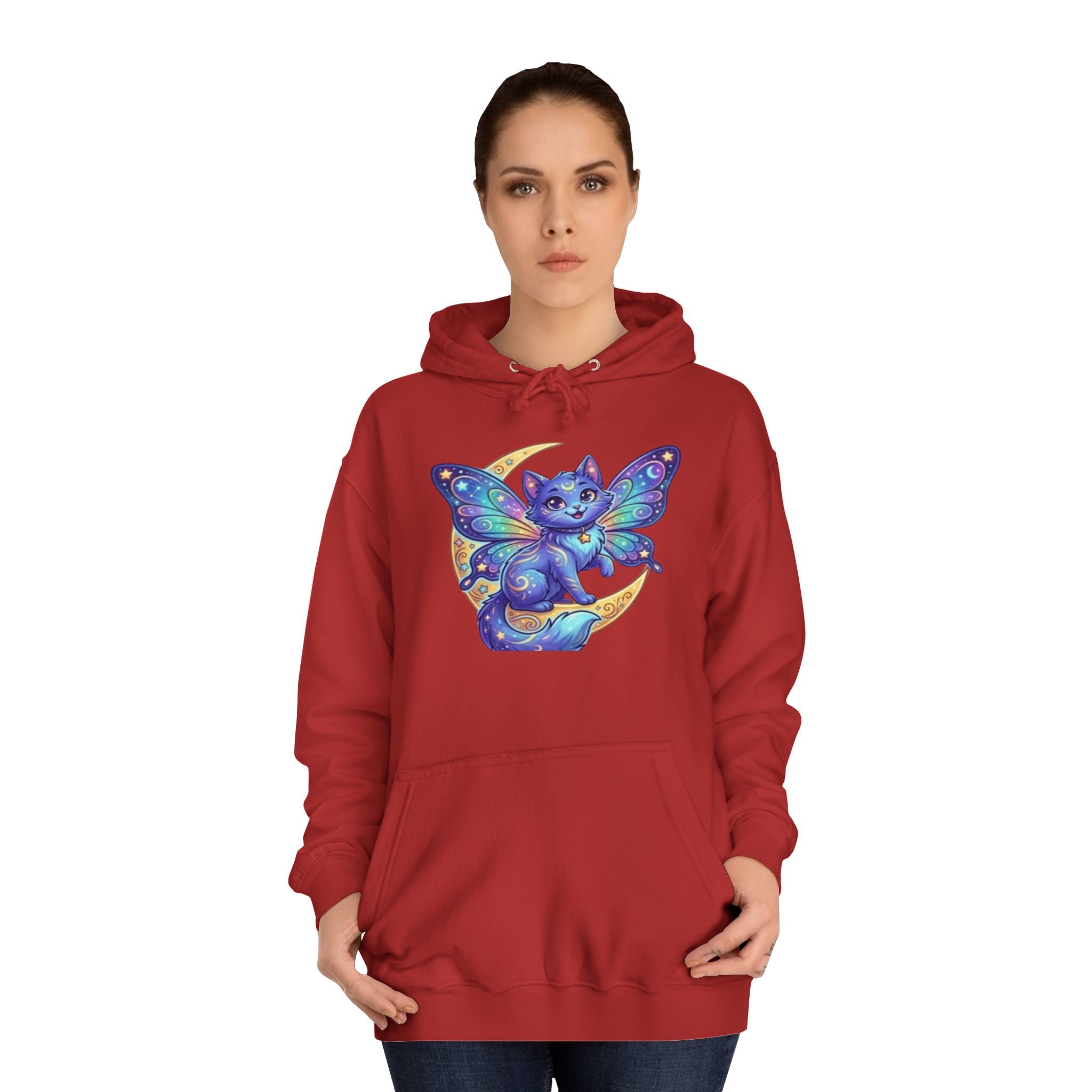 Butterfly Cat Hoodie — Cosmic Purple Kitty Graphic Pullover