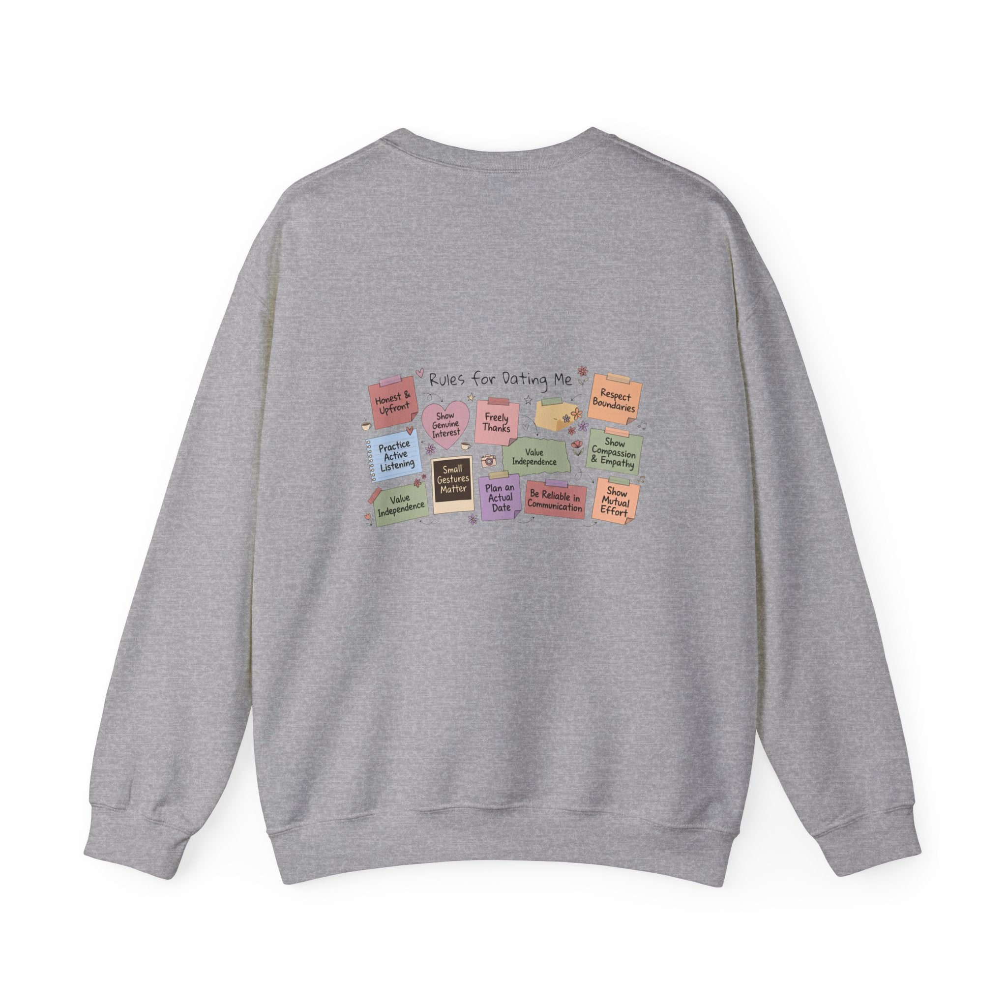 Crewneck Sweatshirt — Back Graphic Positive Notes Design ("A Place For Everyone Here")