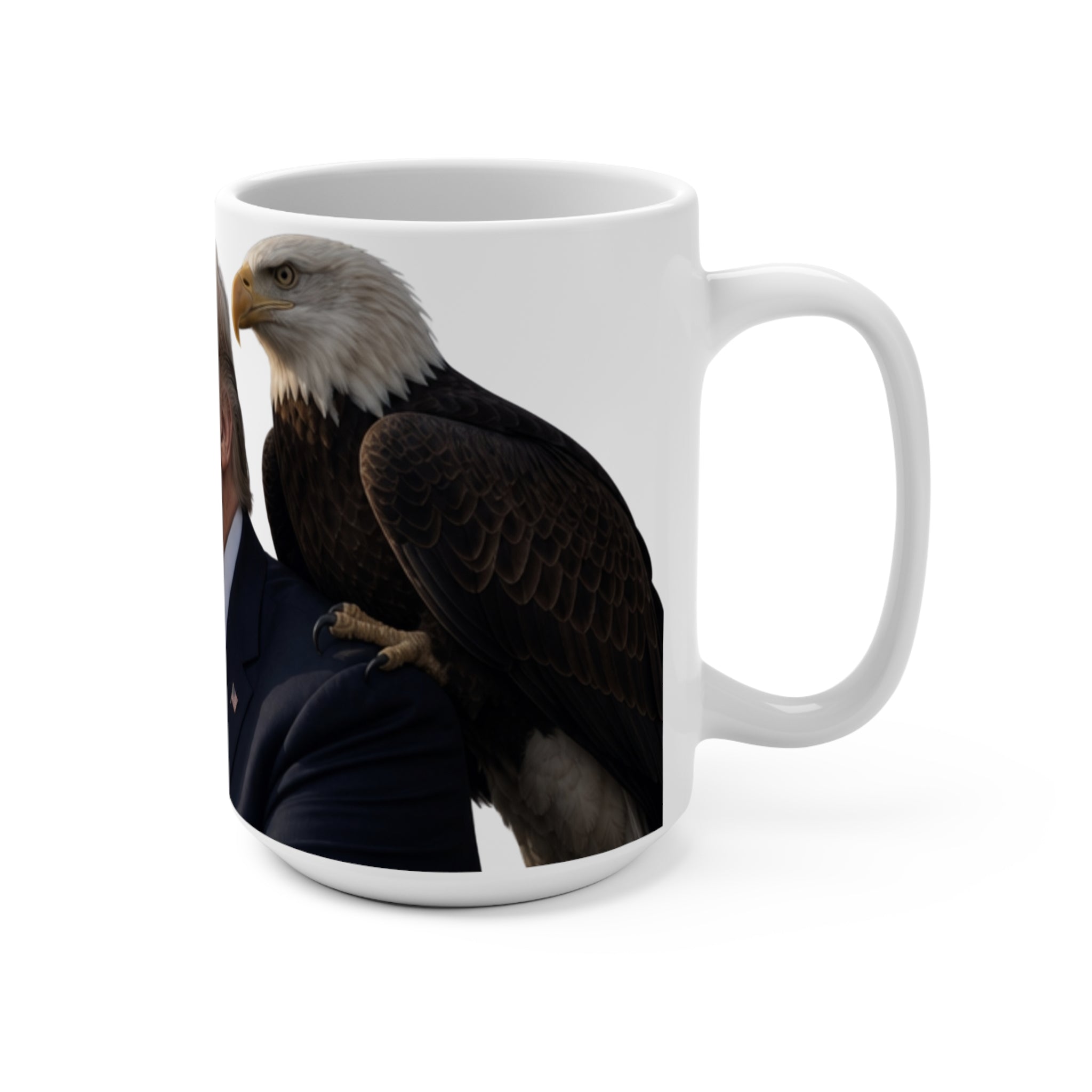 Patriotic Leader & Bald Eagle Ceramic Mug — 15 oz