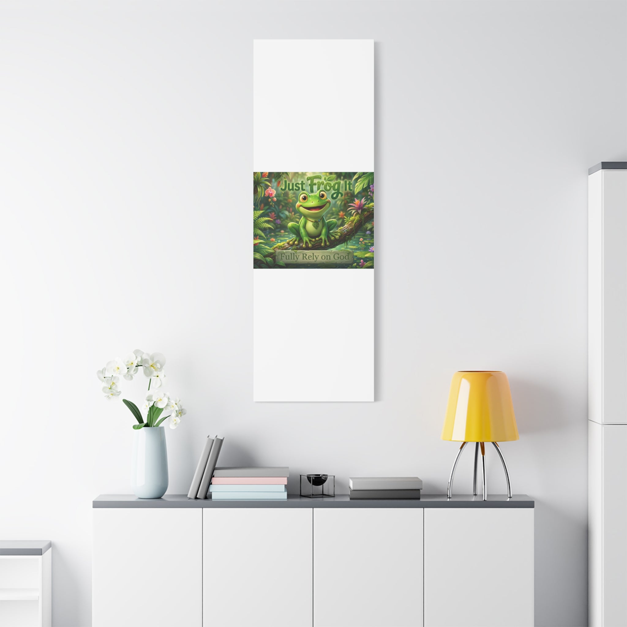 Just Frog It Canvas Wall Art — "Fully Rely on God" Inspirational Frog Print