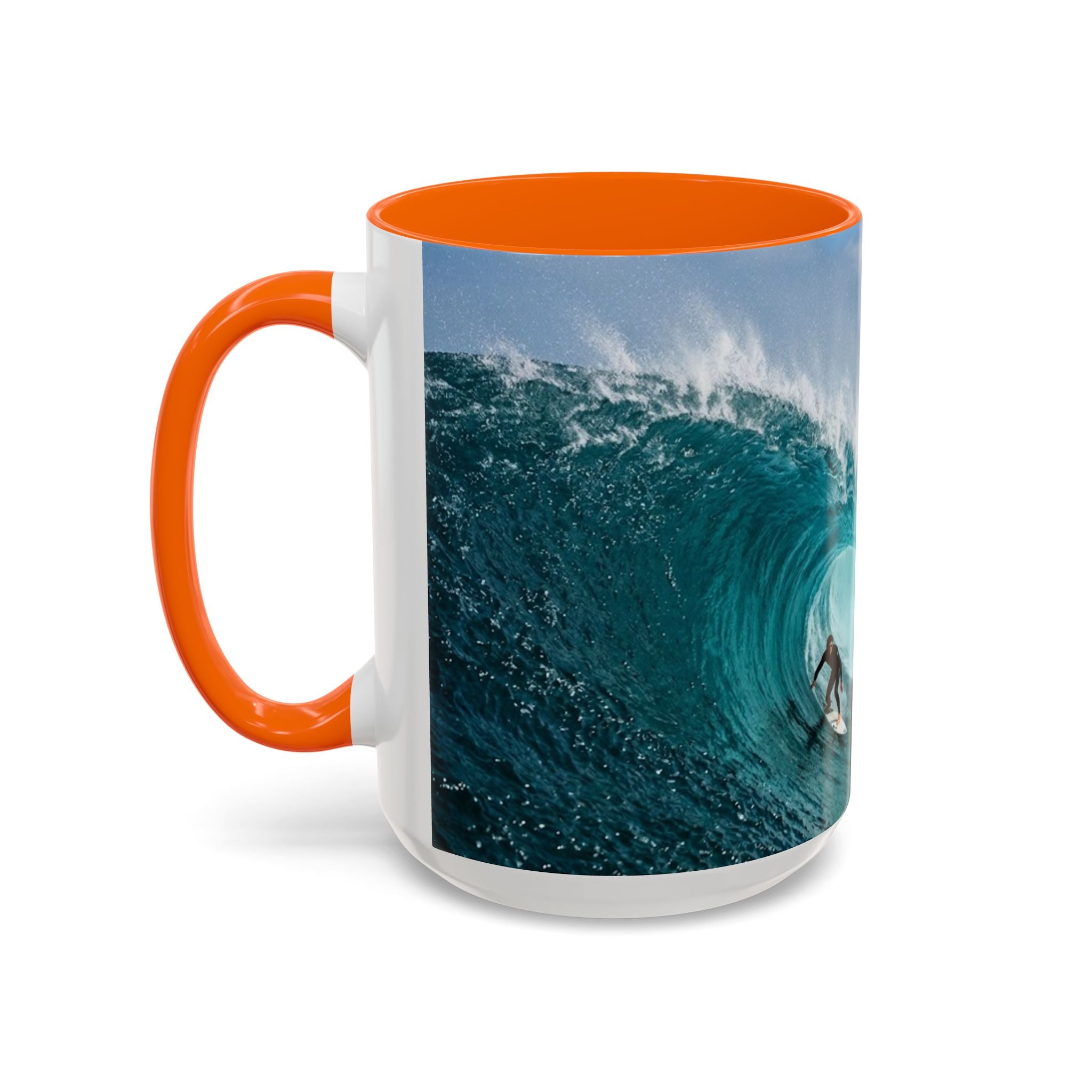 Surfing Wave Accent Coffee Mug — Ocean Beach Surfboard Photo 11/15oz