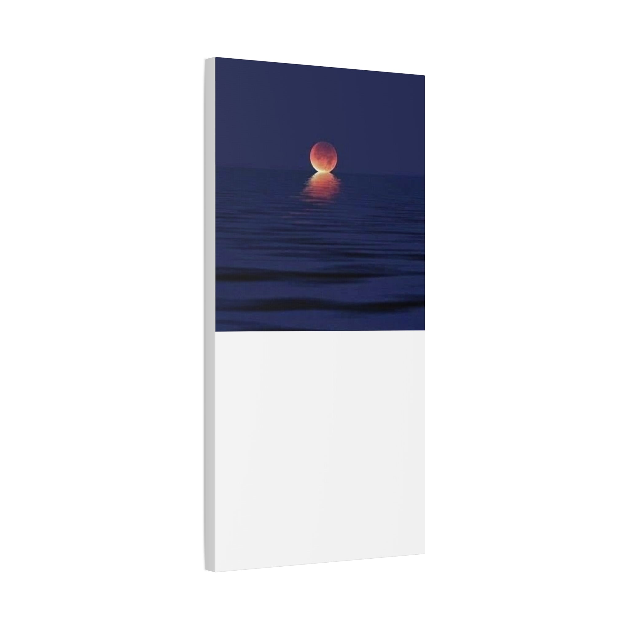 Lunar Reflection Canvas Art — Moonrise Over Calm Sea Stretched Matte Wall Art
