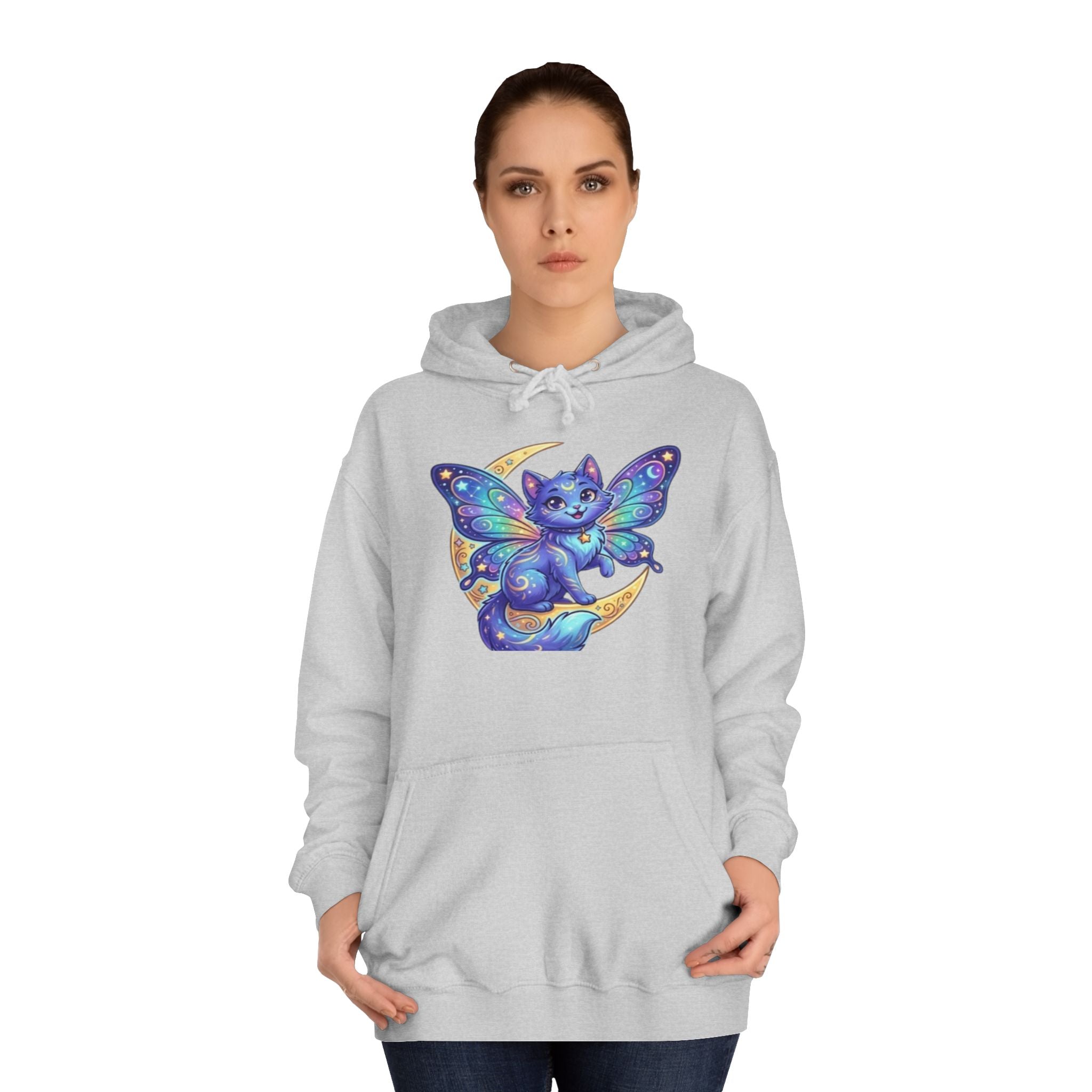 Butterfly Cat Hoodie — Cosmic Purple Kitty Graphic Pullover