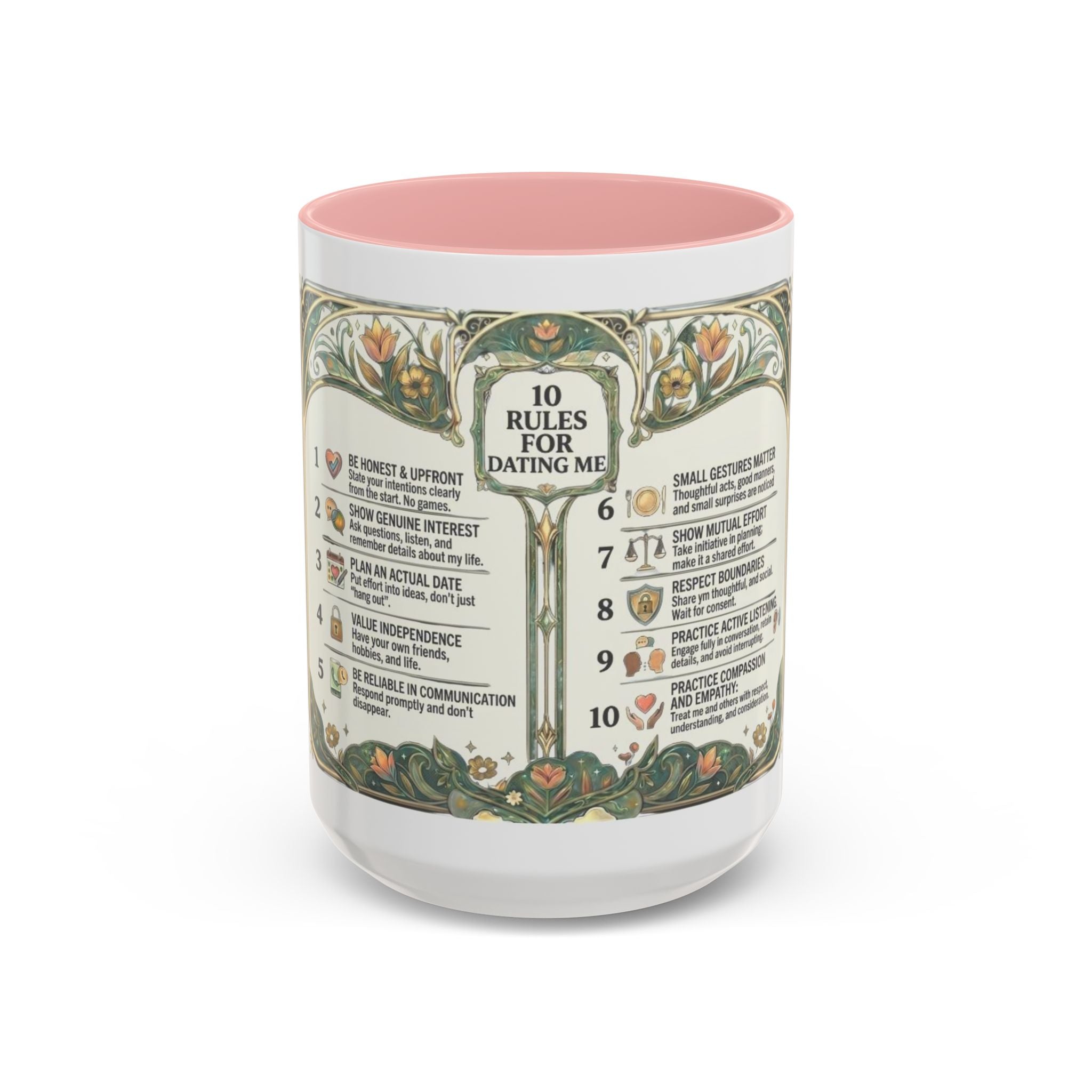 Accent Mug — '10 Rules for Dating Me' Decorative Coffee Cup