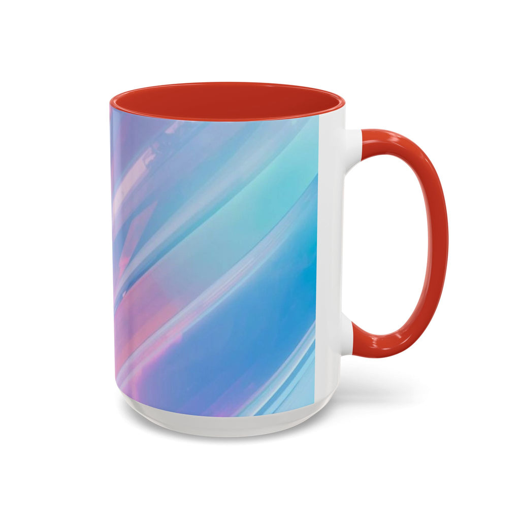 Pastel Swirl Accent Coffee Mug — Iridescent Pink & Blue 11/15oz