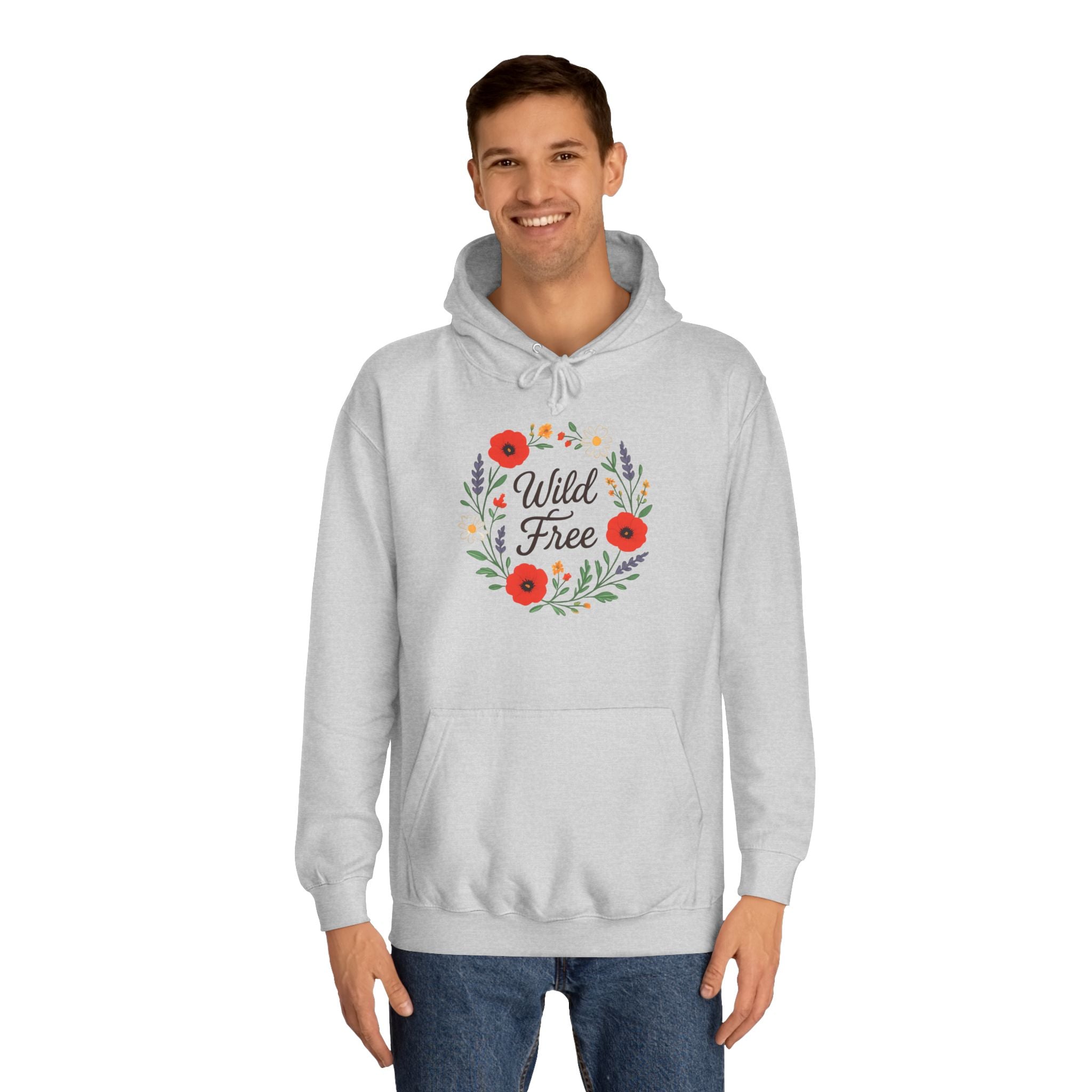 Wild & Free Floral Hoodie — Women's Boho Inspirational Sweatshirt