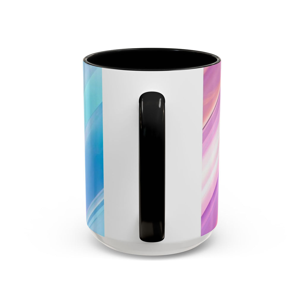 Pastel Swirl Accent Coffee Mug — Iridescent Pink & Blue 11/15oz