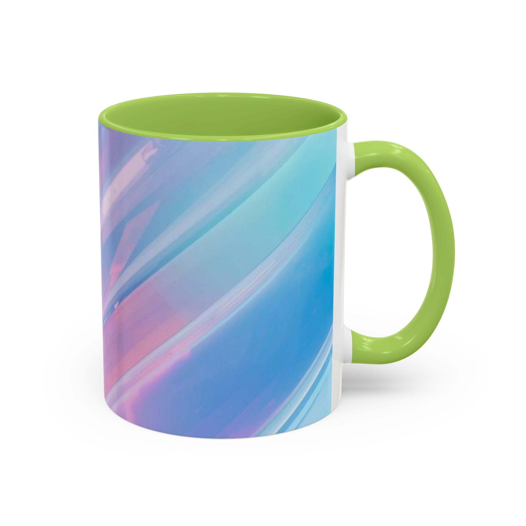 Pastel Swirl Accent Coffee Mug — Iridescent Pink & Blue 11/15oz