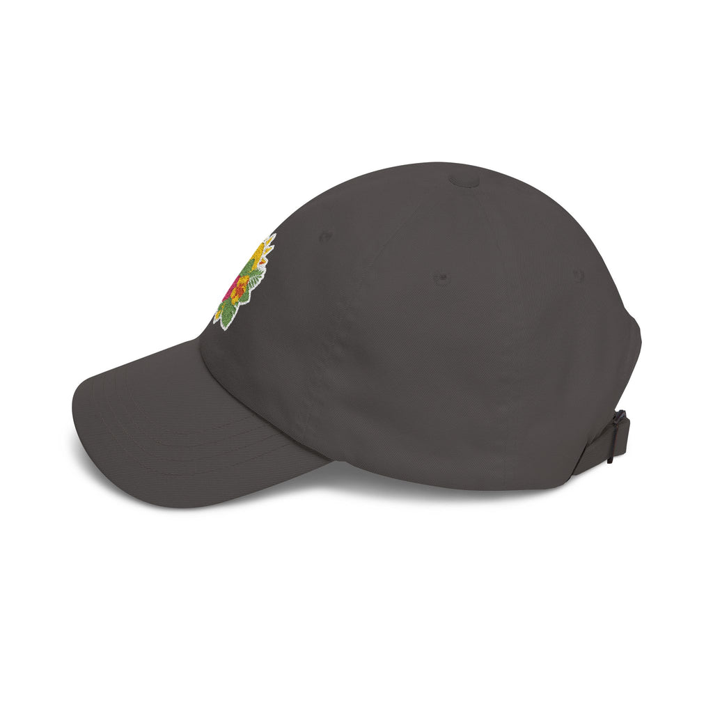 Floral Sunburst Dad Cap — Embroidered Sun & Hibiscus Baseball Hat
