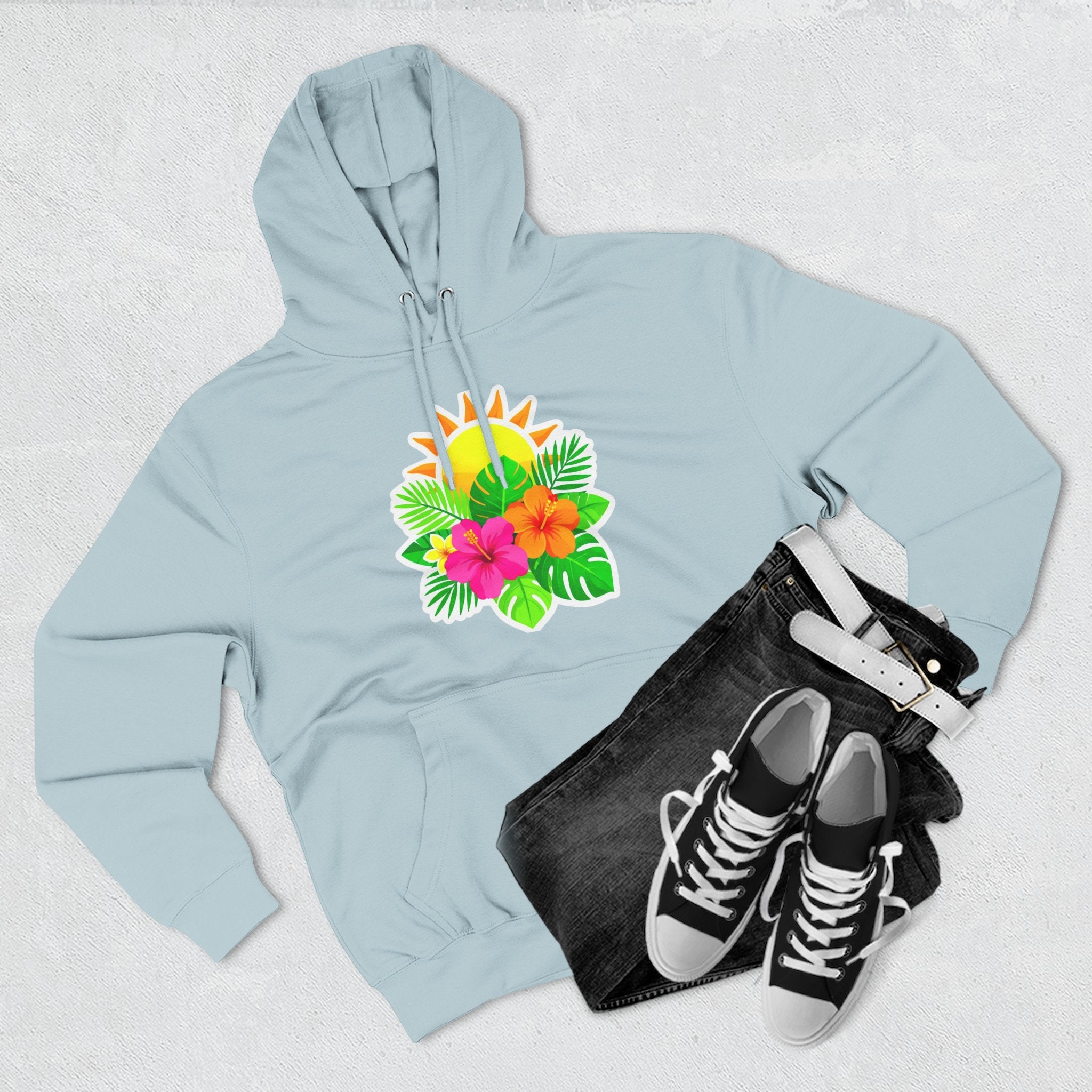 Tropical Hibiscus Hoodie — Sun & Palm Floral Pullover