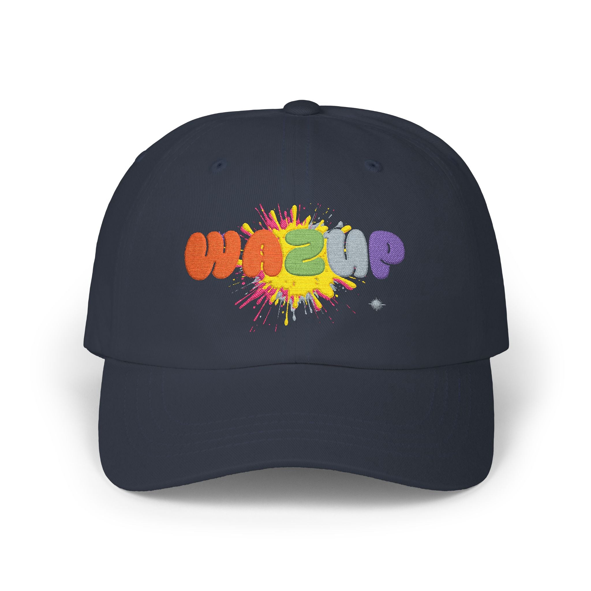 Classic Dad Cap — 'WAZUP' Rainbow Splash Embroidered Baseball Hat
