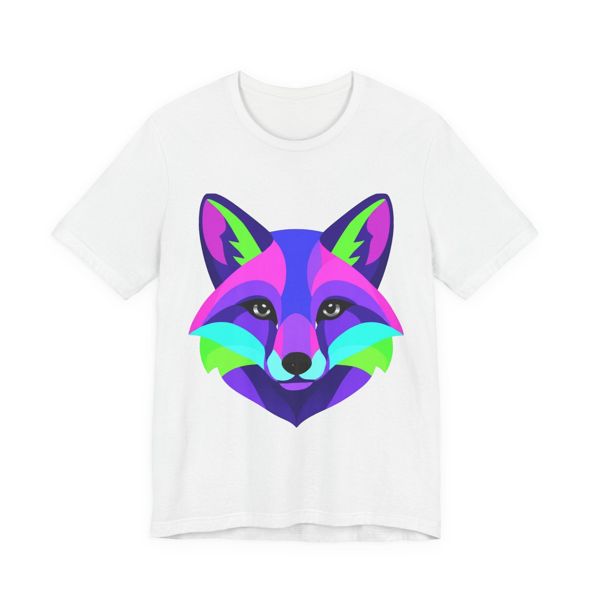 Colorful Neon Fox T-Shirt — Vibrant Geometric Fox Tee for Animal Lovers