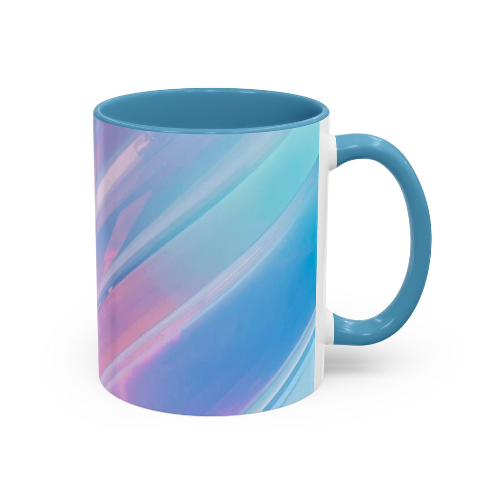 Pastel Swirl Accent Coffee Mug — Iridescent Pink & Blue 11/15oz