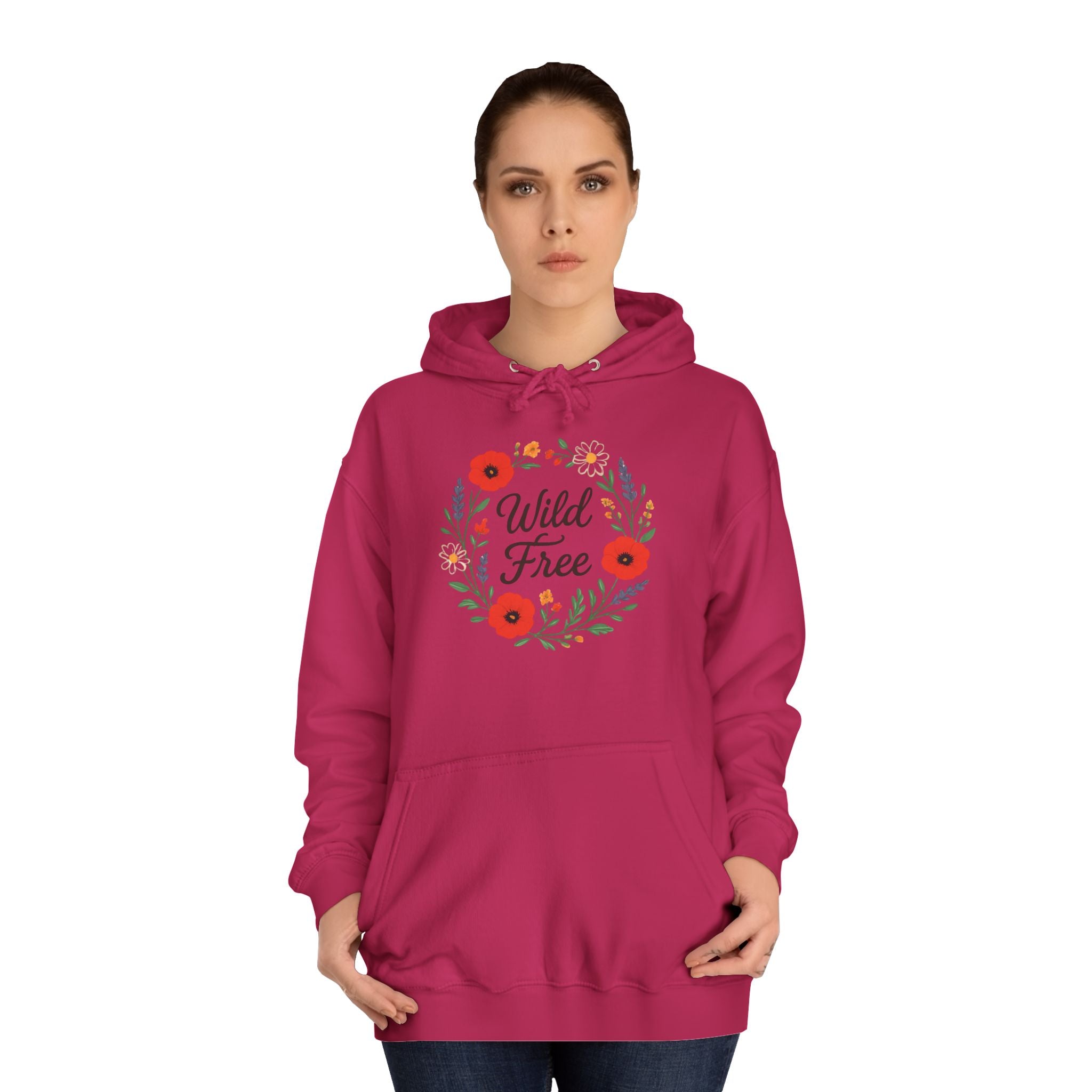 Wild & Free Floral Hoodie — Women's Boho Inspirational Sweatshirt