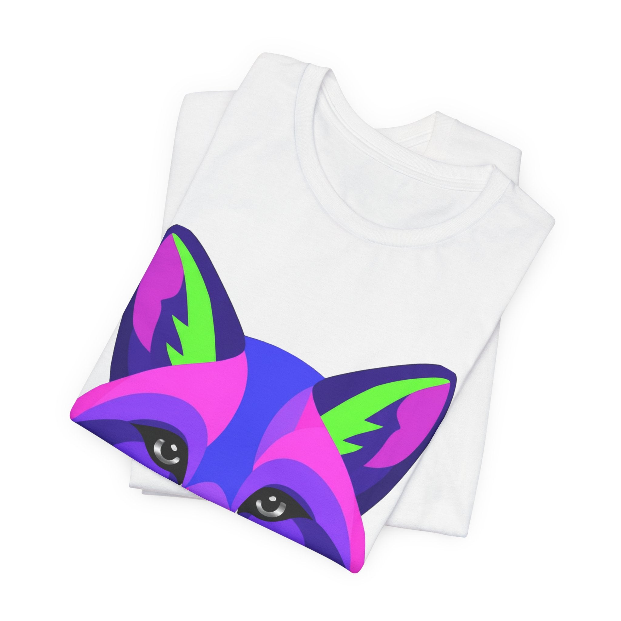 Colorful Neon Fox T-Shirt — Vibrant Geometric Fox Tee for Animal Lovers