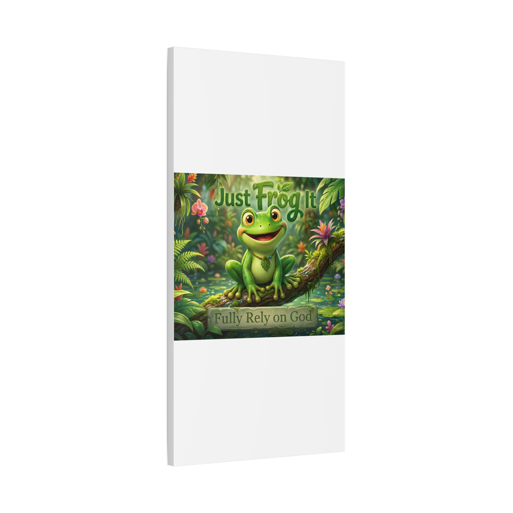 Just Frog It Canvas Wall Art — "Fully Rely on God" Inspirational Frog Print