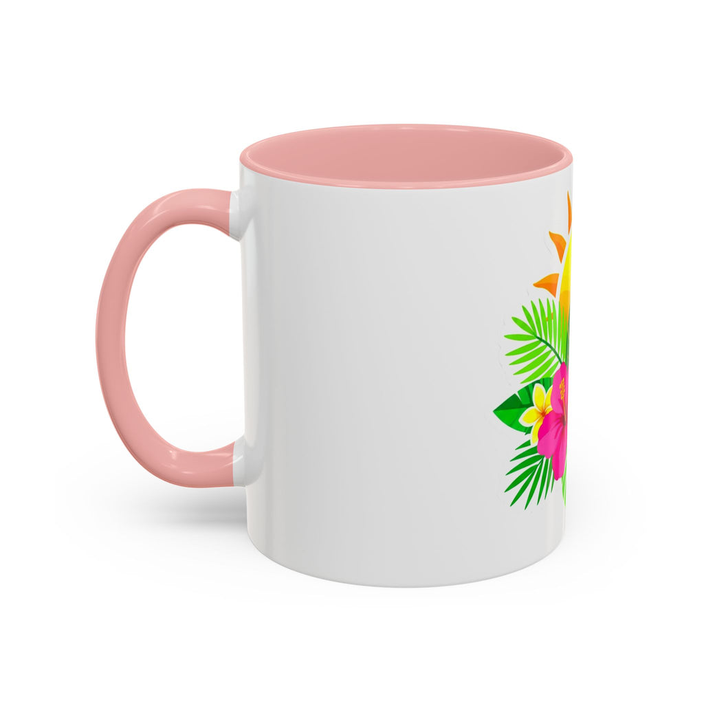 Tropical Sunrise Coffee Mug — Hibiscus Floral Travel Coffee Cup (11/15oz)
