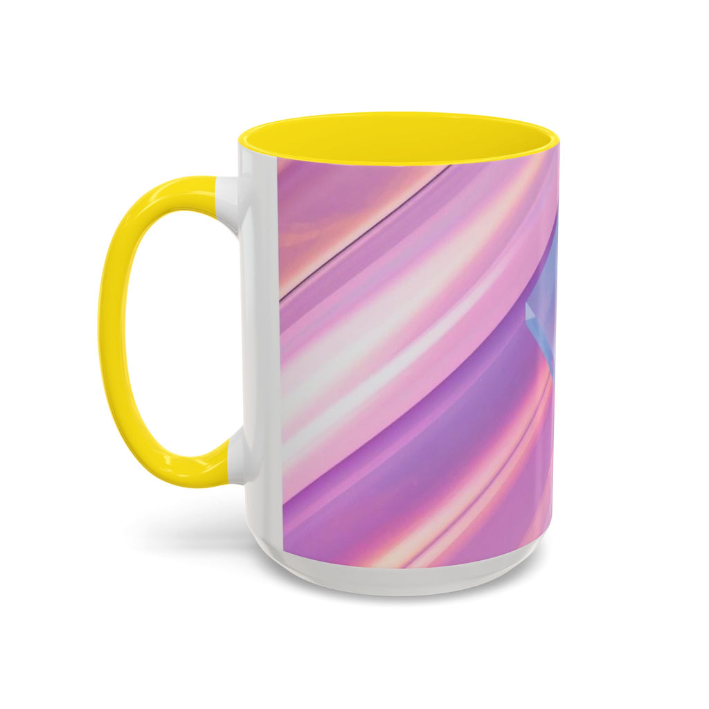Pastel Swirl Accent Coffee Mug — Iridescent Pink & Blue 11/15oz