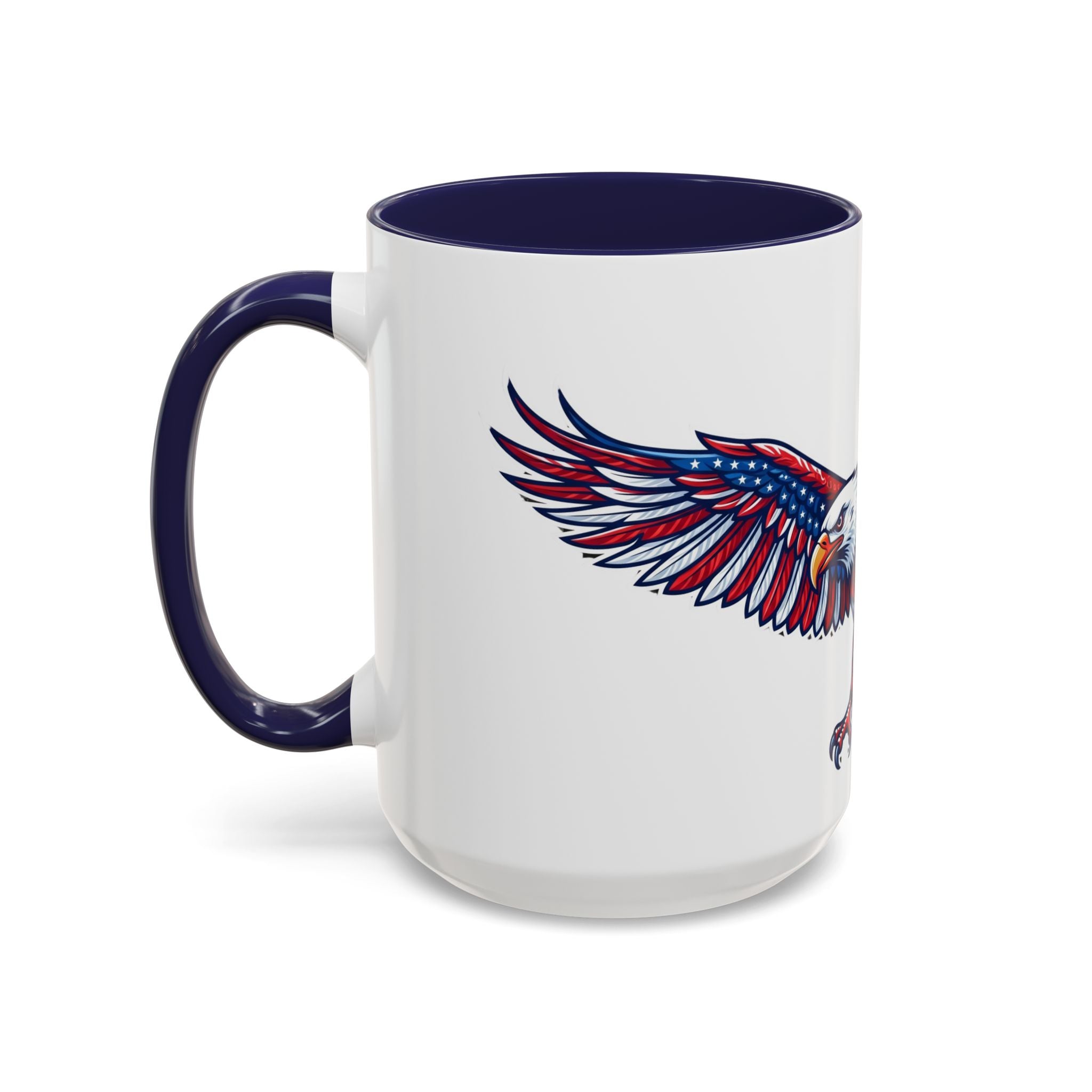 Patriotic Eagle Accent Coffee Mug — Red White & Blue Flying Eagle (11/15oz)