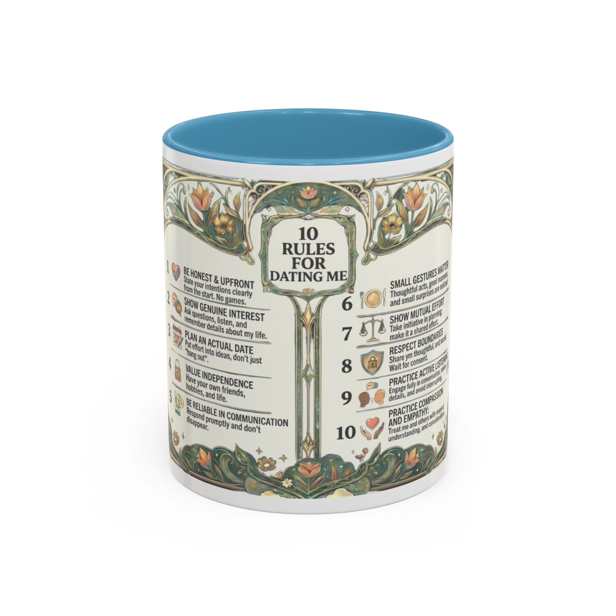 Accent Mug — '10 Rules for Dating Me' Decorative Coffee Cup