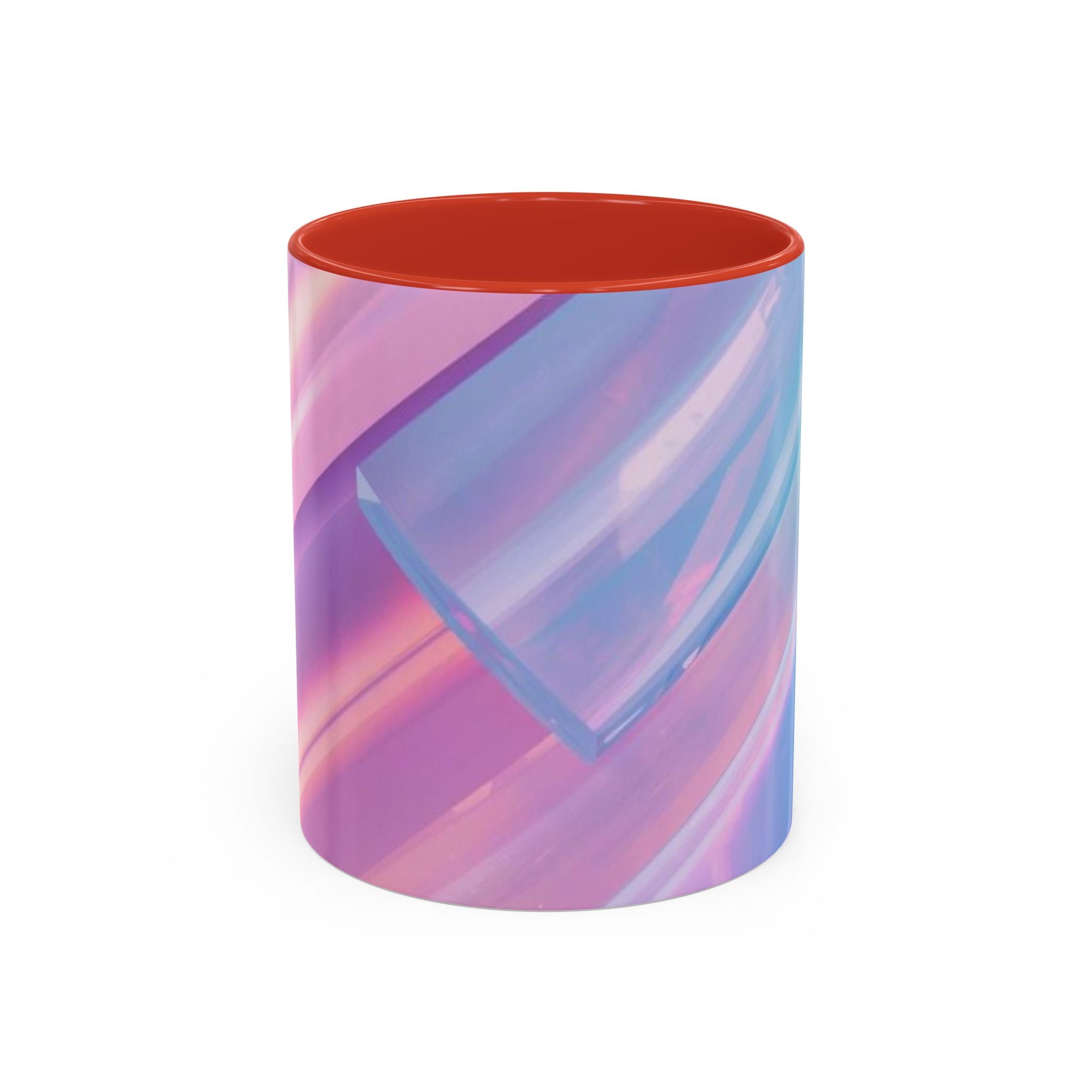 Pastel Swirl Accent Coffee Mug — Iridescent Pink & Blue 11/15oz