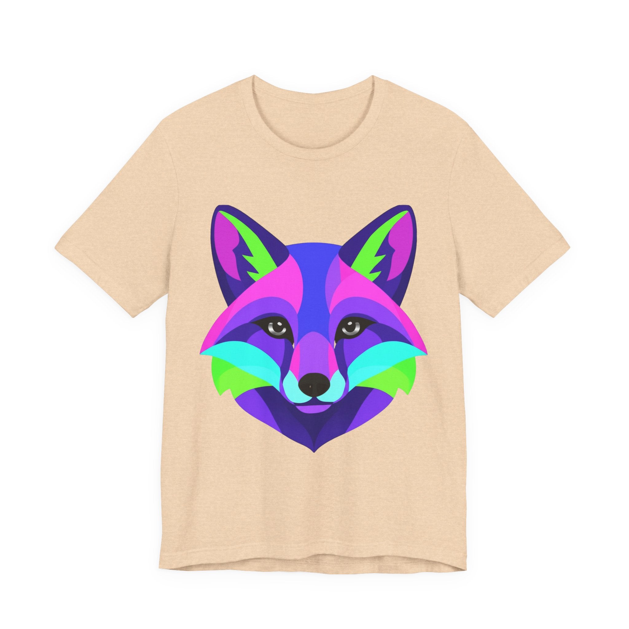 Colorful Neon Fox T-Shirt — Vibrant Geometric Fox Tee for Animal Lovers