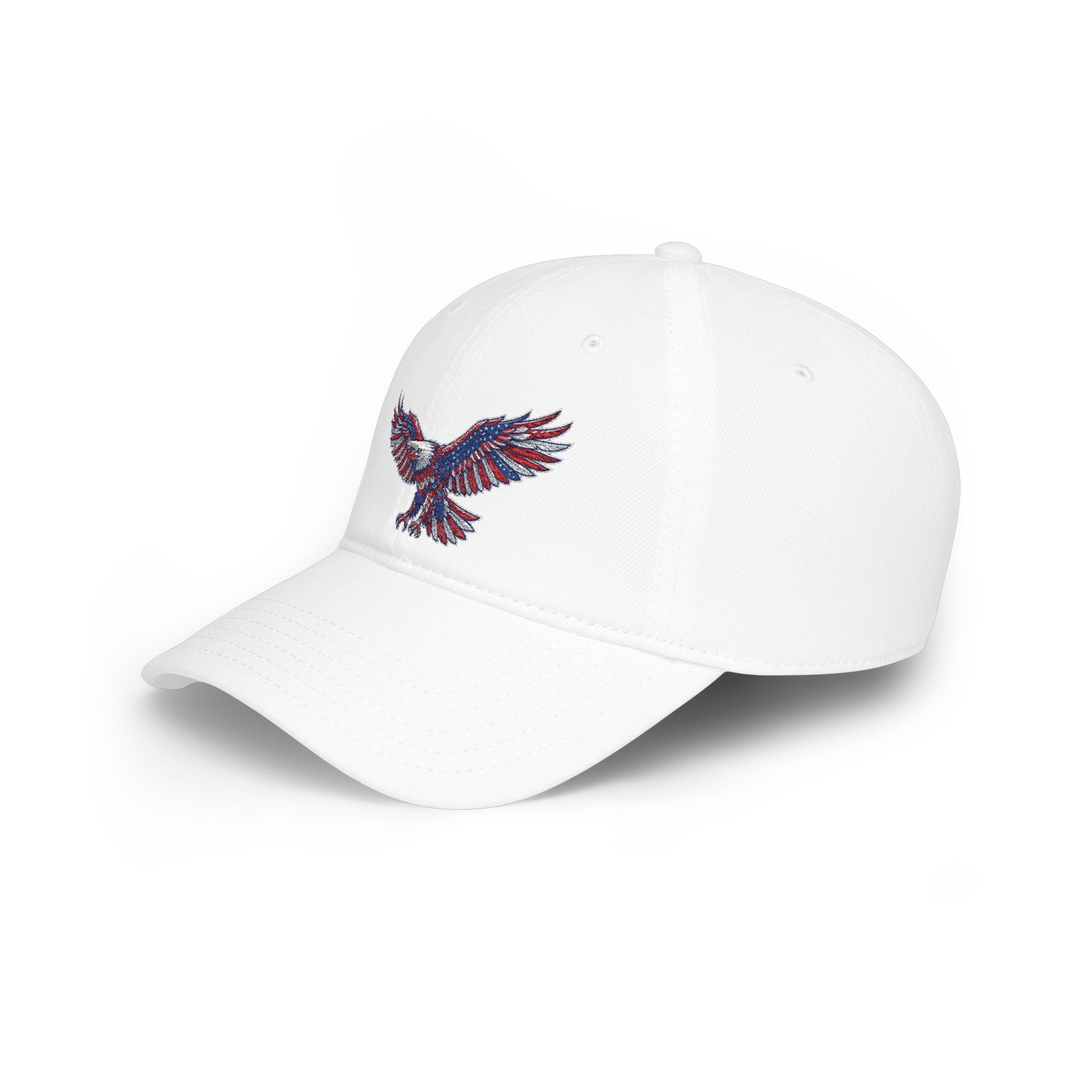 Patriotic Eagle Baseball Cap — American Flag Embroidered Red Low-Profile Hat