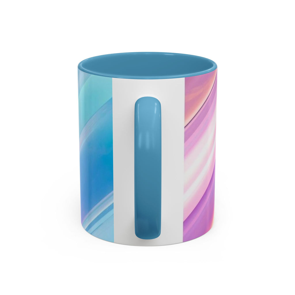 Pastel Swirl Accent Coffee Mug — Iridescent Pink & Blue 11/15oz